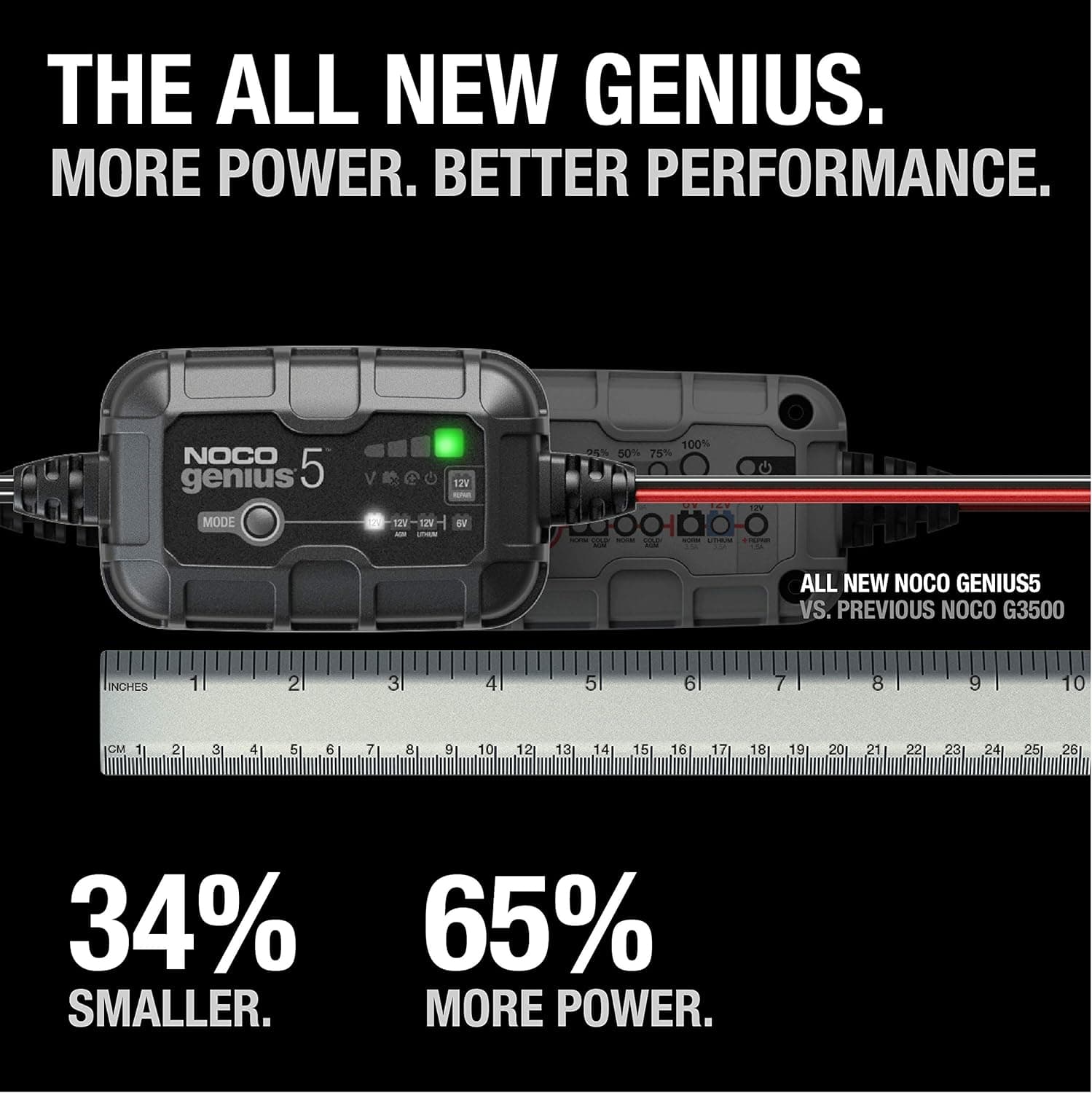 NOCO GENIUS5: 5A 6V/12V Smart Battery Charger – Automatic Maintainer, Trickle Charger & Desulfator with Overcharge Protection & Temperature Compensation – for Lead-Acid & Lithium Batteries - Image 2