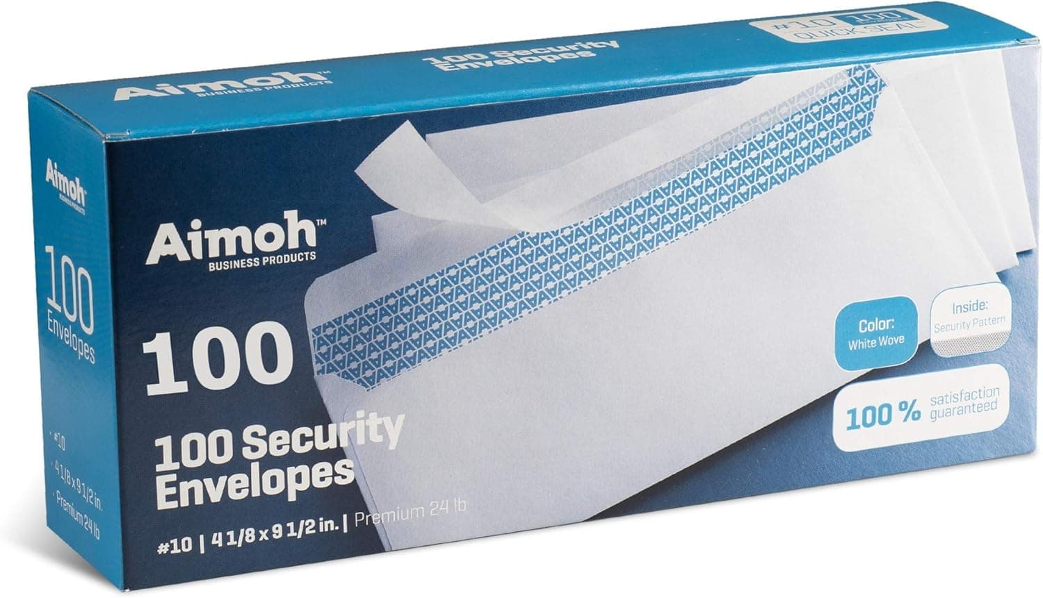 Aimoh #10 Security Self Seal Envelopes – 100 Qty |No Window, EnveGuard, 4⅛ x 9½", White, 24 LB, 100 Count (34100) 100 Ct. - Image 8