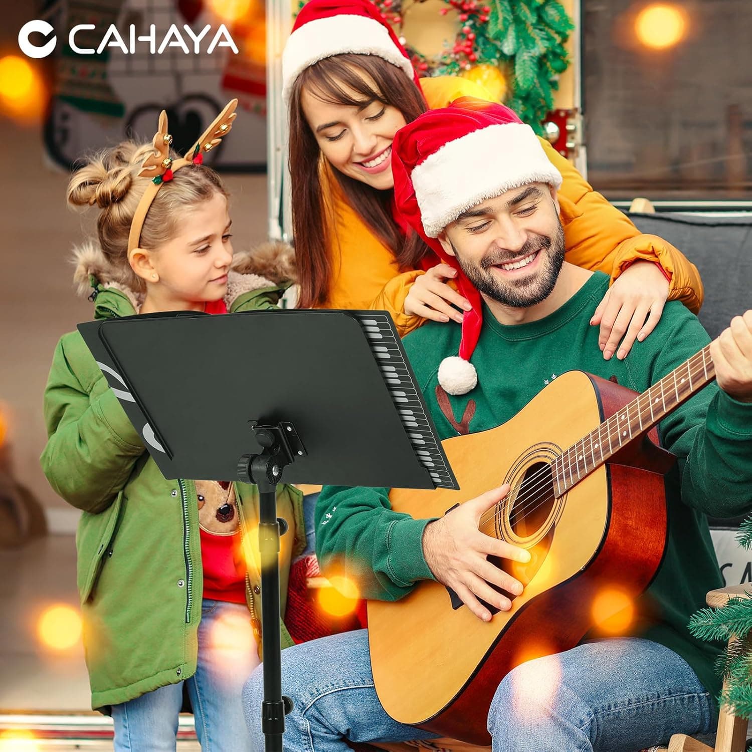 CAHAYA Music Stand for Sheet Music - Dual-use Converts to Desktop Stand Portable& Foldable 31.4-57in Height Adjustable Sturdy to Holds Thick Book or Tablet Include Carrying Bag Sheet Music Folder Clip Standard Version Black - Image 8