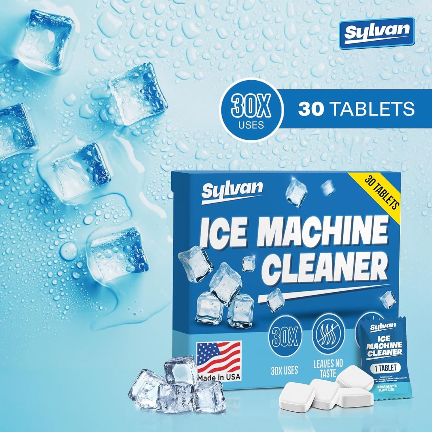 Sylvan Ice Machine Cleaner and Descaler Tablets | 30 Tabs | Made in USA | Nickel Safe Ice Maker Cleaner and Descaler | Universal Compatibility for Commercial & Residential Ice Makers - Image 3