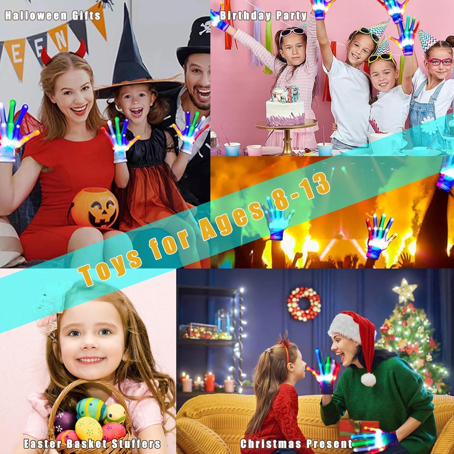 Toys for Ages 8-13 LED Gloves Toys for Boys Age 8-10 Light Up Gloves, Light Up for Kids Birthday Easter Gift Cool Fun Toys for 8-13 Year Old Colorful Medium Size: Ages 7-12 Years - Image 8