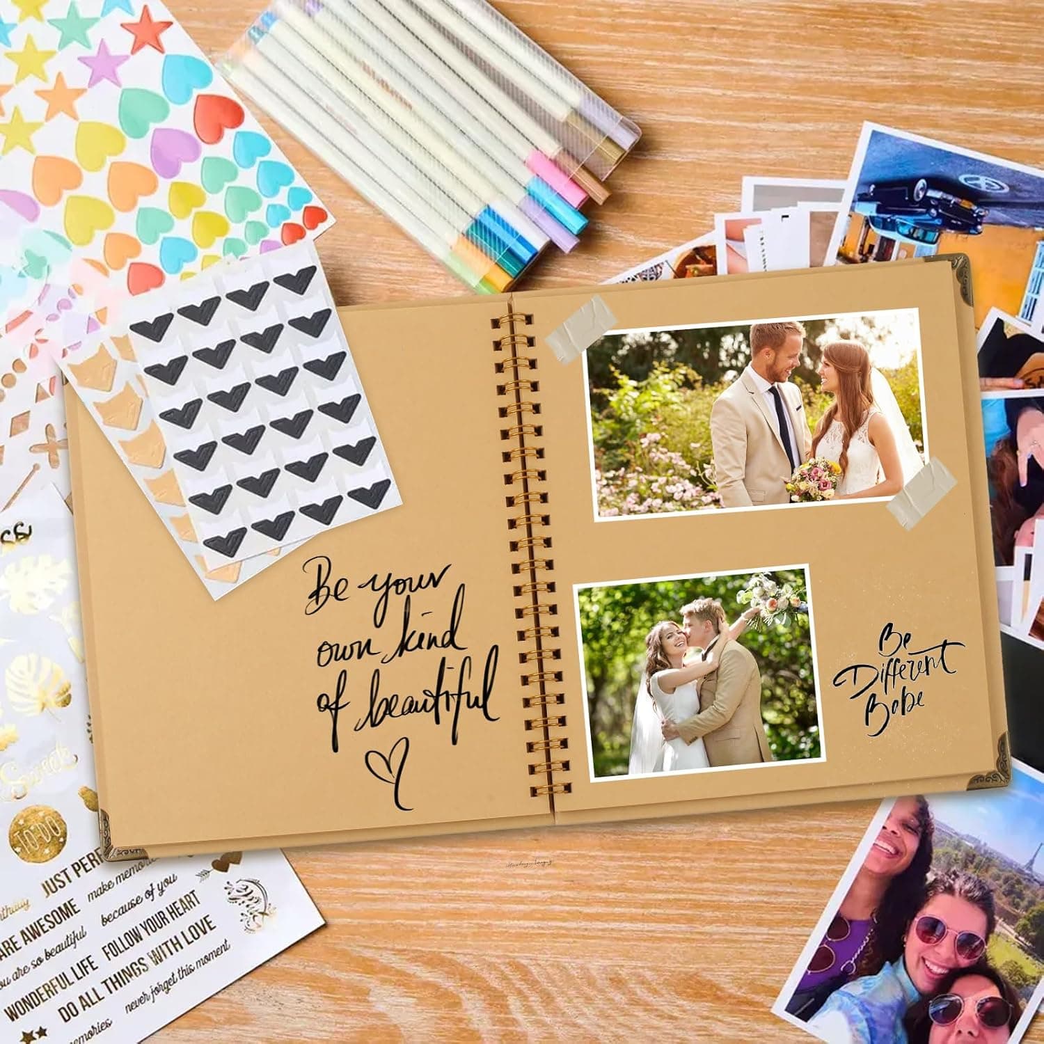 Joyberg Scrapbook 80 Pages, Scrapbooking Supplies 8 x 8 In, Scrapbook Album Suitable for Album Memory Book Wedding, Anniversary Family, DIY Craft Projects (Brown) 8 x 8 Inch Brown - Image 3