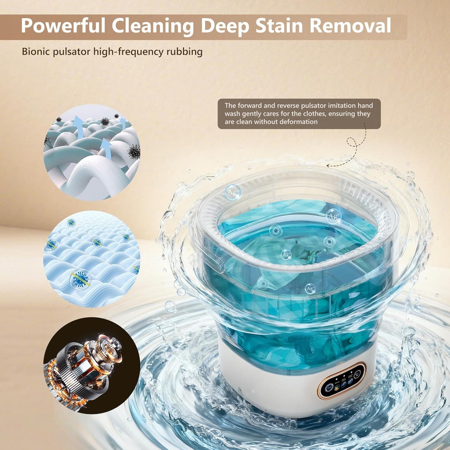 YMXA Mini Machine à Laver 16L — Machine à Laver Portable Pliable et Essoreuse pour Vêtements de Bébé, Sous-vêtements, Chaussettes ; Idéale pour T - Image 8
