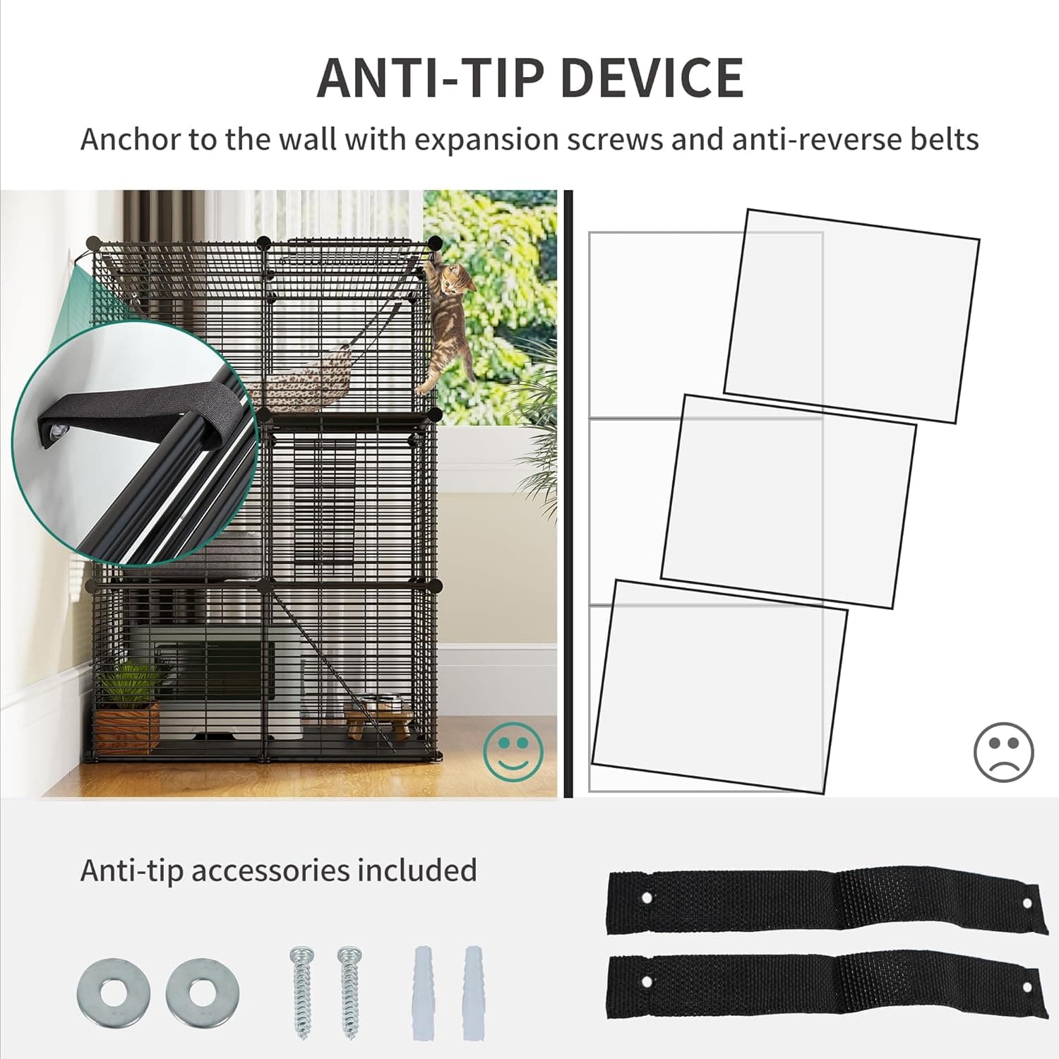 YITAHOME Cat Cage Indoor Cat Enclosures DIY Cat Playpen Metal Kennel with Extra Large Hammock for 1-2 Cats, Ferret, Chinchilla, Rabbit, Small Animals 28.0"L x 28.0"W x 41.0"H - Image 7