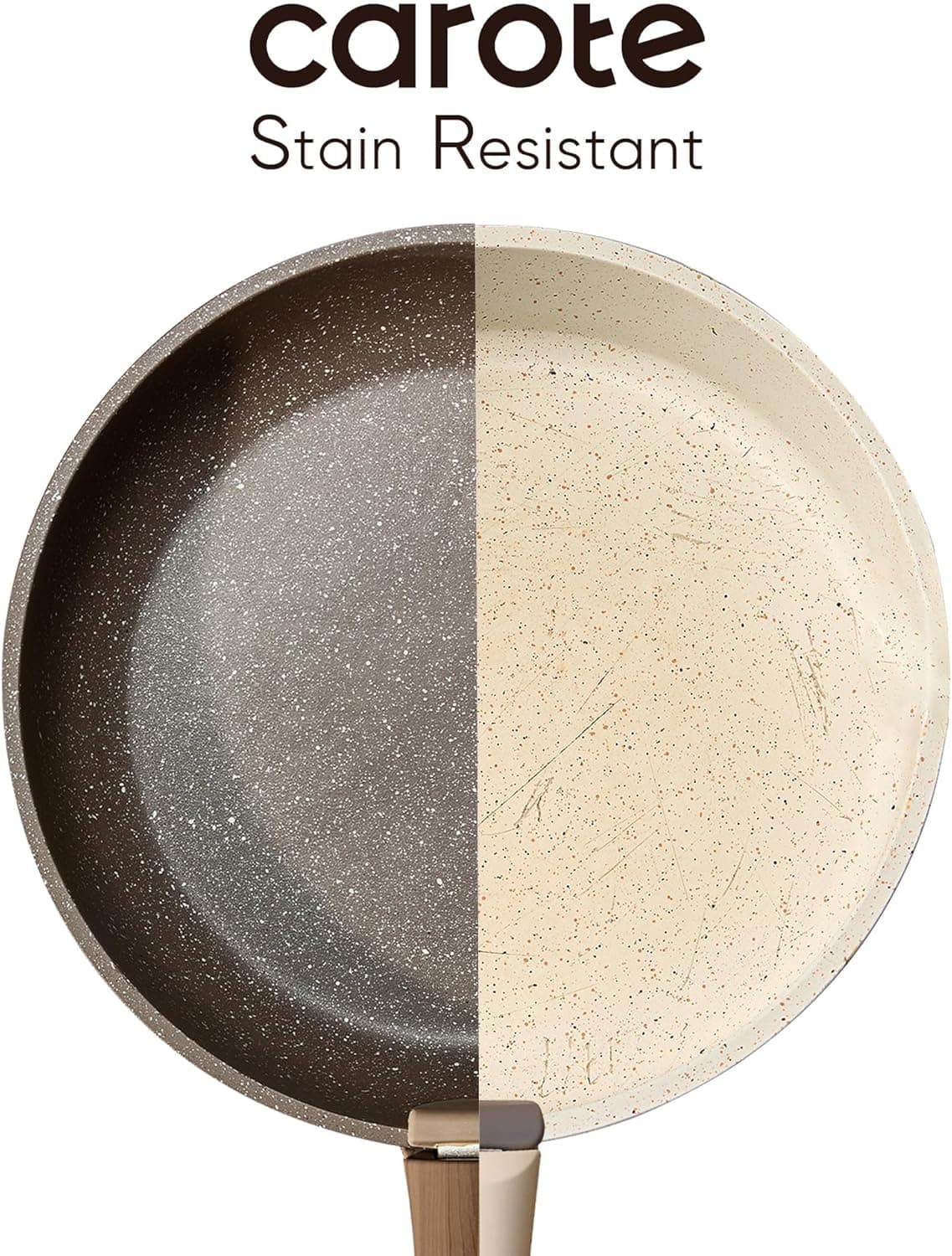 CAROTE 17PCS Pots and Pans Set Non Stick with Detachable Handle, Nonstick Cookware Sets, Cooking Kitchen Set, Oven/Dishwasher Safe, Induction Cookware, Brown, RV Kitchen Pot and Pan - Image 5