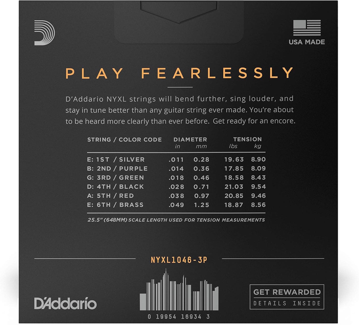 D'Addario Electric Guitar Strings, NYXL Nickel Plated, NYXL1046-3P, Regular Light Gauge 10-46, 6-String Set, Pack of 3 3-Pack Regular Light, 10-46 Guitar Strings - Image 2