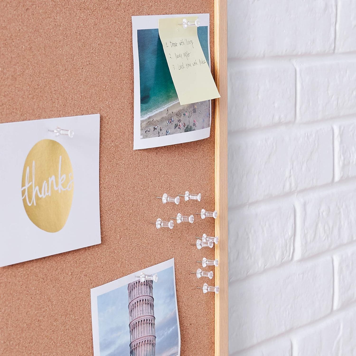 Amazon Basics Push Pins Tacks, Steel Point, Clear Plastic Head, for Bulletin Board, Maps, Posters, and Craft Projects, 200-Pack Clear 200 pack - Image 5