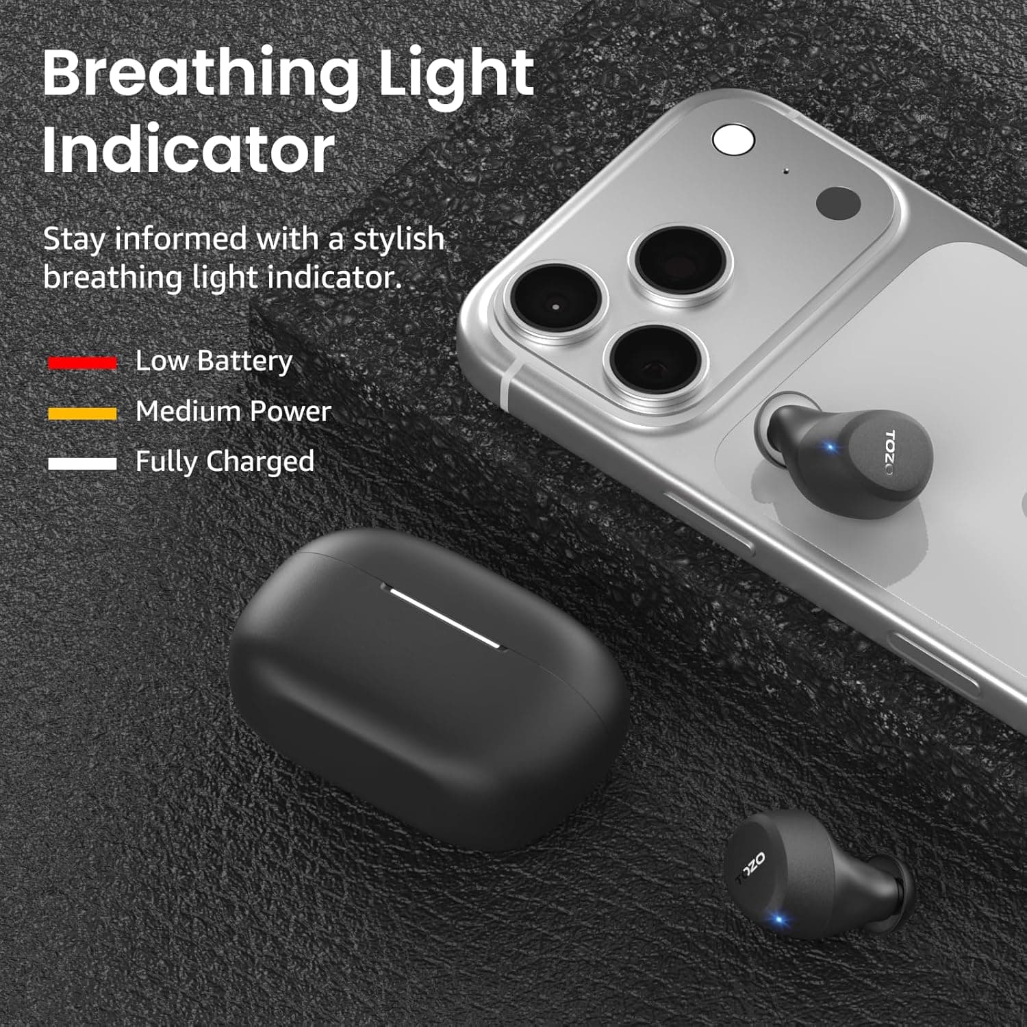 TOZO A1 Wireless Earbuds Bluetooth 5.3 Light Weight in Ear IPX5 Waterproof Headphones 2 Mic for AI Calls, Immersive Premium Sound Bass Headset with Charging Case, 32 Presets EQ Customization via App Black Small Classical Edition - Image 6