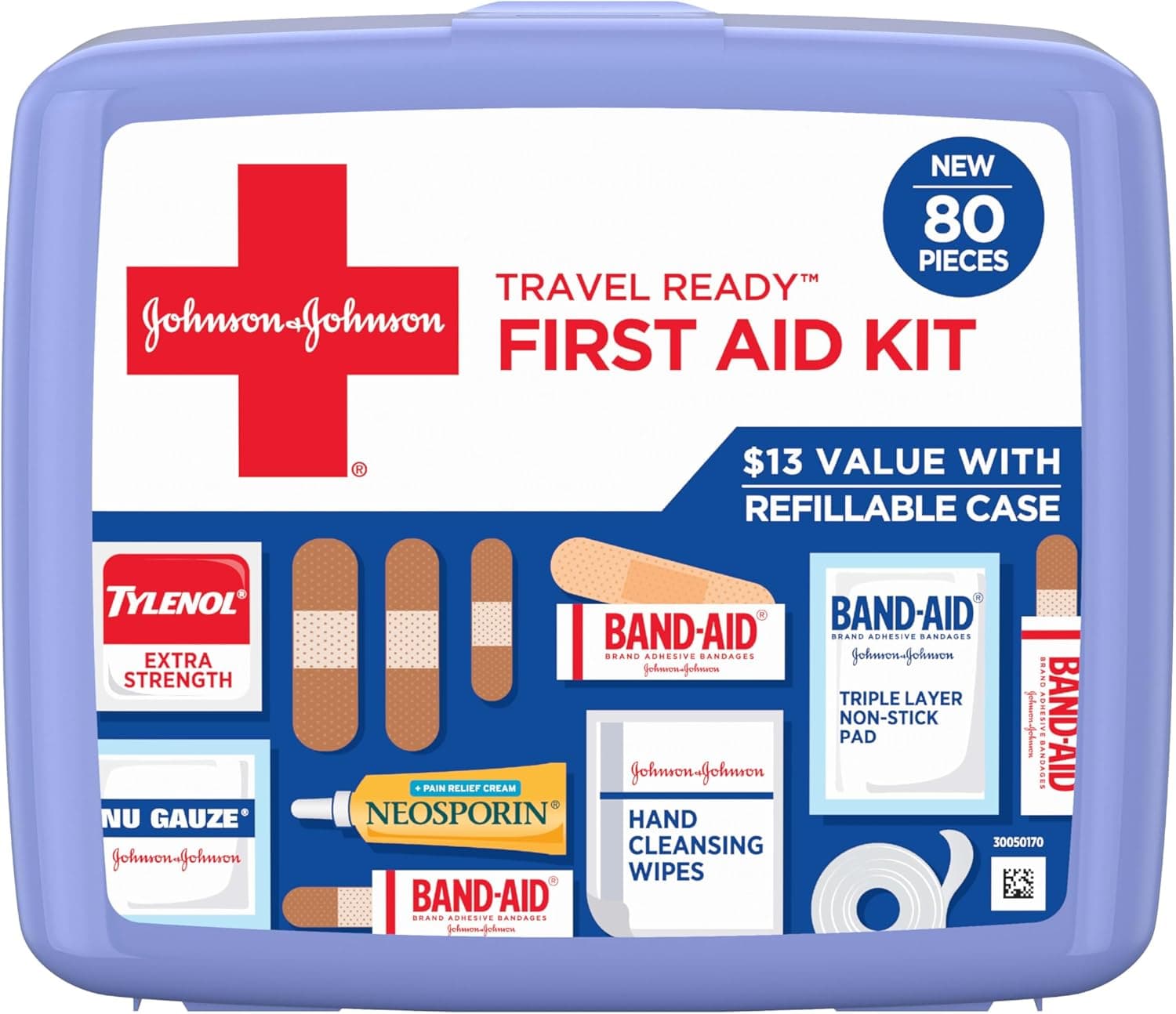 BAND-AID Brand Travel Ready Portable Emergency First Aid Kit for Minor Wound Care, Perfect for Home, Car, Travel, Camping Essentials & Outdoor Emergency Kit, 80 Pieces 80 Count - Image 2