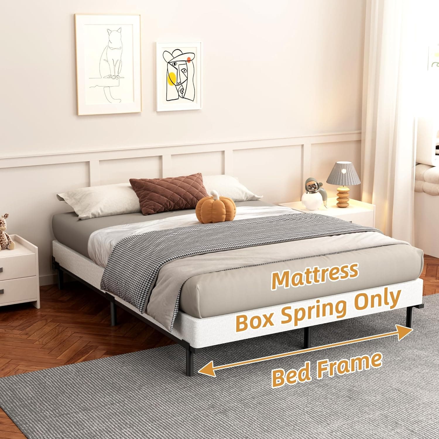 UNITED FLAMES 5 Inch High Profile Box Spring Full Size, Heavy Duty Mattress Foundation, Sturdy Box Spring for Full Bed, Easy Assembly, Noise Free (5, Full) Full 5 - Image 4