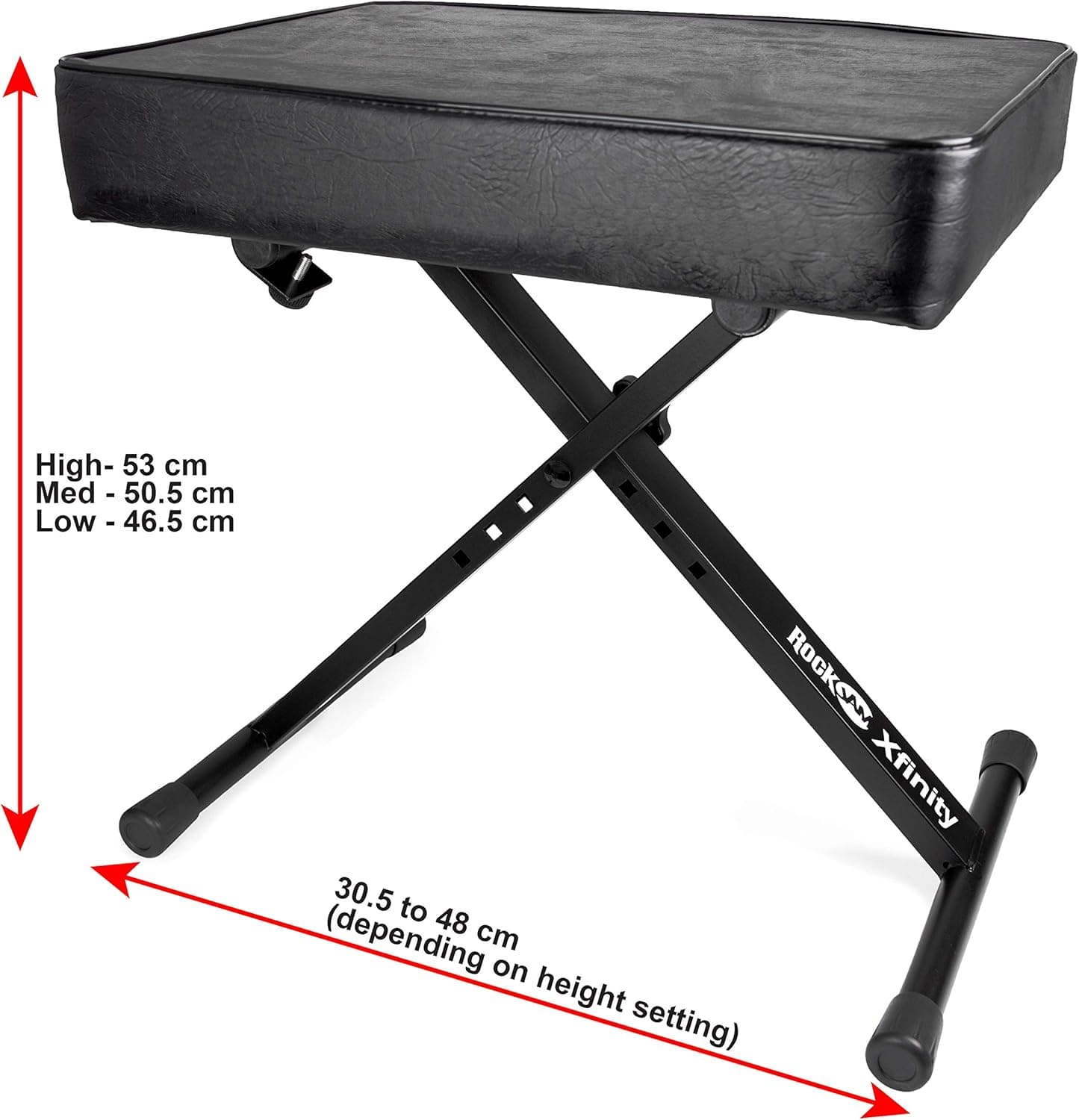 RockJam Premium Adjustable Padded Keyboard Bench or Piano Stool with Lessons. - Image 2
