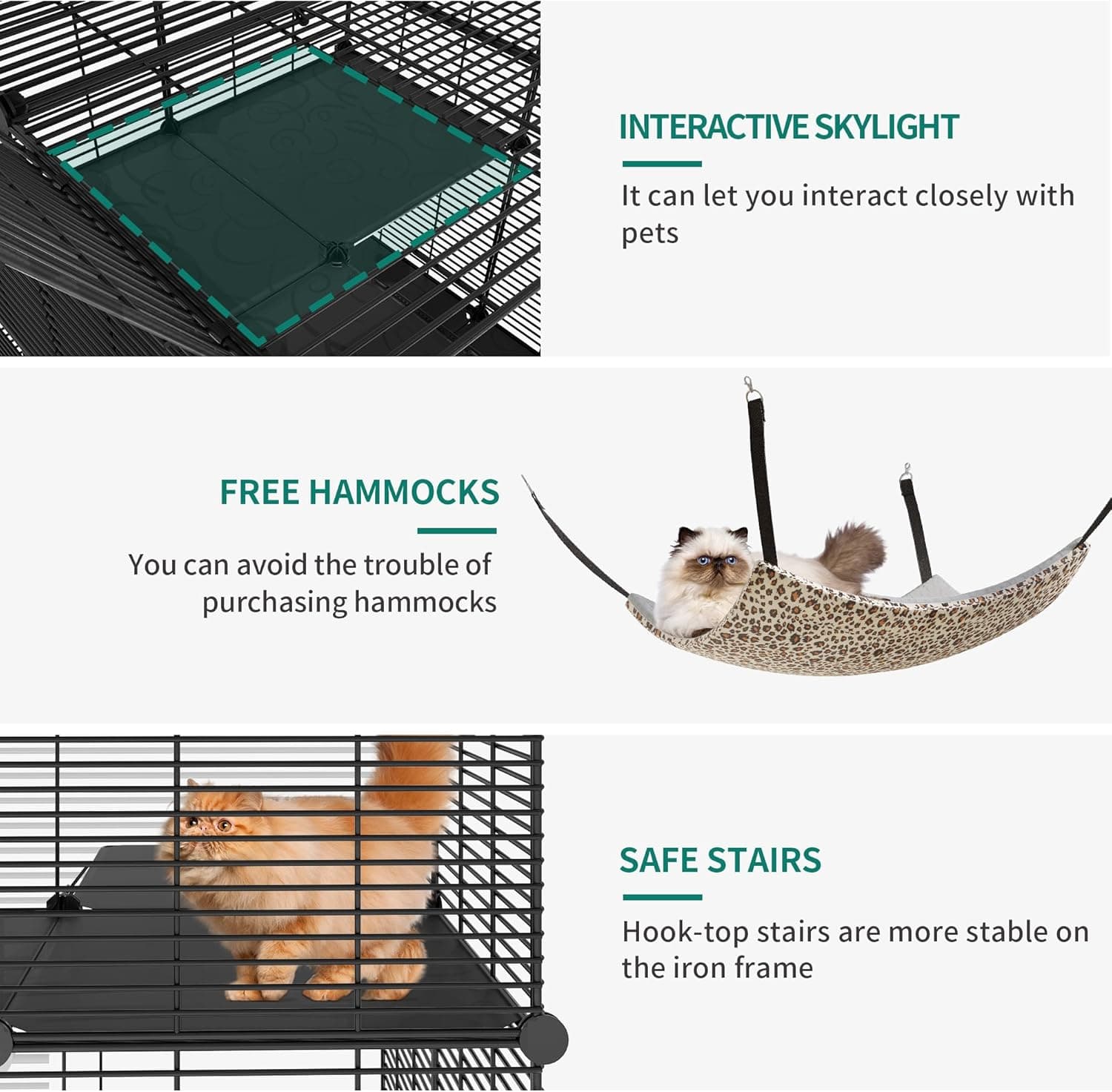 YITAHOME Cat Cage Indoor Cat Enclosures DIY Cat Playpen Metal Kennel with Extra Large Hammock for 1-2 Cats, Ferret, Chinchilla, Rabbit, Small Animals 28.0"L x 28.0"W x 41.0"H - Image 3