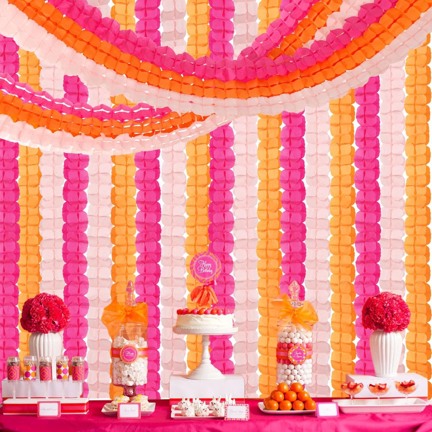 Amazon.com: Hot-Pink Burnt-Orange Fall Party-Decorations - 12pcs Streamers-Garland Birthday Baby Shower 4-Leaf Clover Paper Banners,Sunset Autumn Thanksgiving Bridal Wedding Graduation Backdrop Decor Ouruola : Home & Kitchen - Image 7