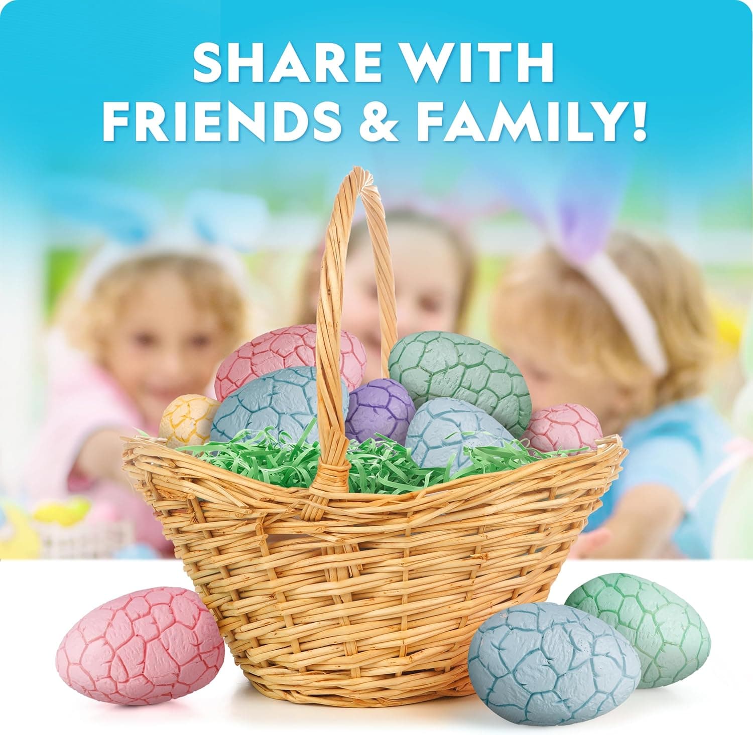 Blue Marble Easter Eggscavation Dig Kit - 12 Easter Egg Dig Bricks with Real Gemstones & Glow in The Dark Dinosaur Figures, Includes Dig Tools, Egg Hunt or Dig Party Activity, Easter Basket Stuffers - Image 5