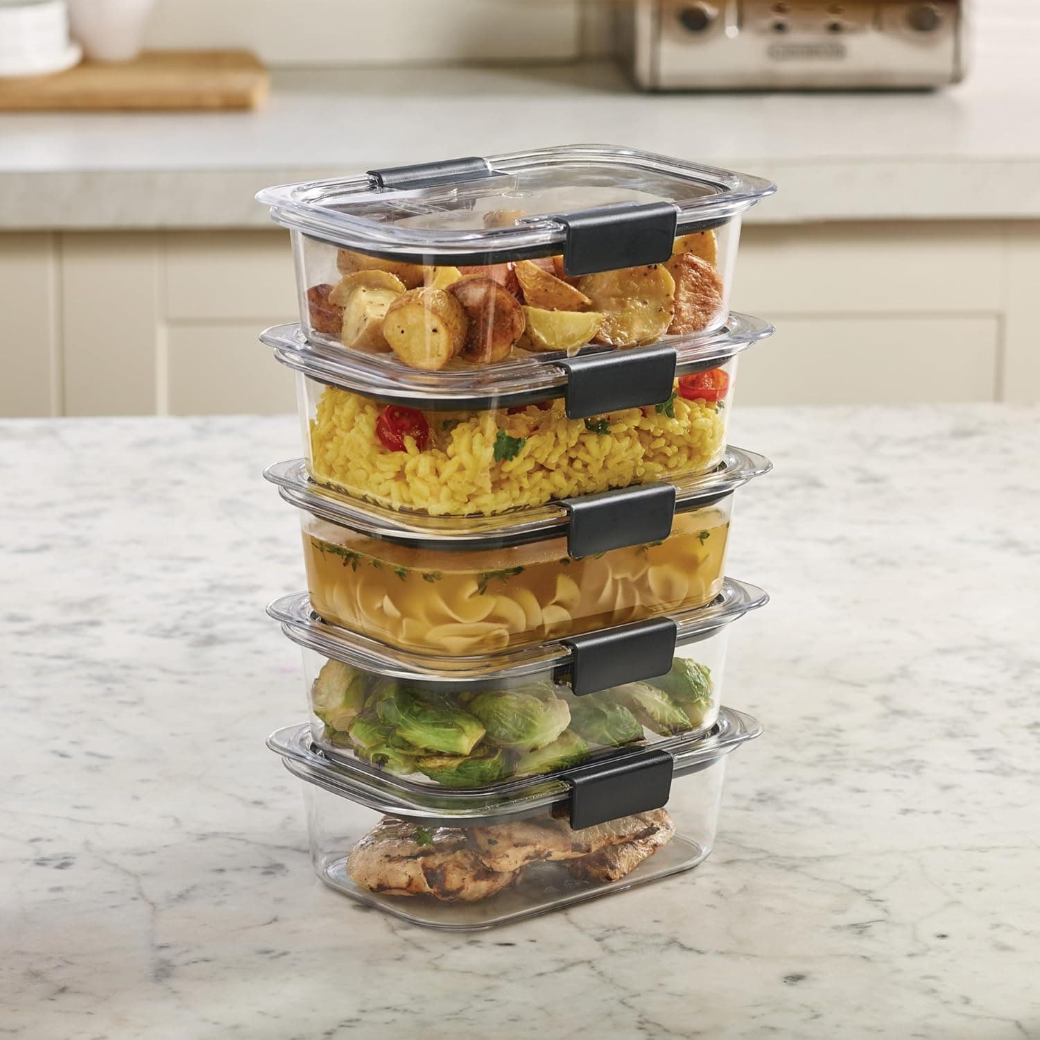 Rubbermaid Brilliance Tritan Plastic Food Storage Containers BPA Free Airtight Lids Ideal for Lunch Meal Prep & Leftovers Set of 5 (3.2 Cup) 3.2 cup (10-Piece) - Image 7