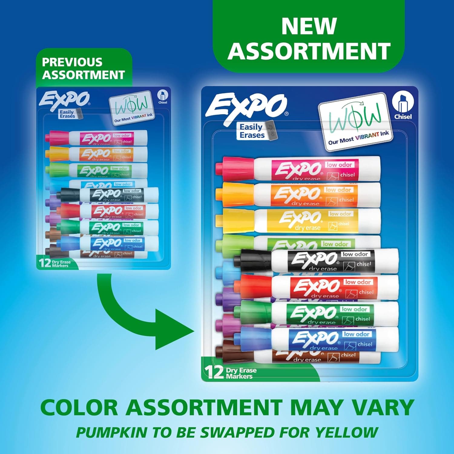 EXPO Dry Erase Markers, Low Odor Ink, Assorted Colors, Chisel Tip, 12 Count - Easily Erases, Vibrant Ink, Ideal for Classroom, Back to School Supplies, Teachers, Office, Whiteboard & Home - Image 9