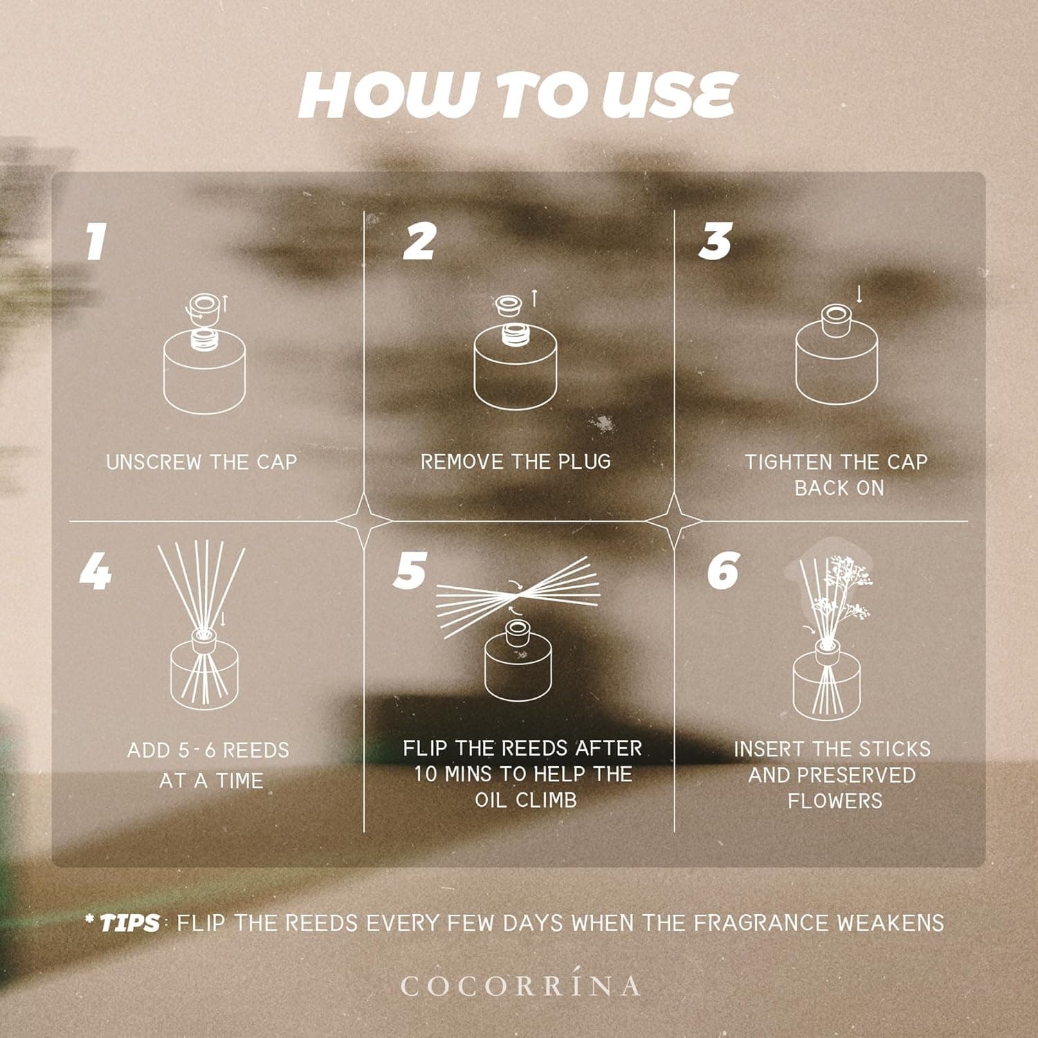 Cocorrína Premium Reed Diffuser Set with Preserved Baby's Breath & Cotton Stick Sandalwood Rose | 6.7oz Scent Fragrance Oil Diffuser for Bedroom Bathroom Home Décor Sandalwood Rose Flower/6.7 Ounce/1pack - Image 7