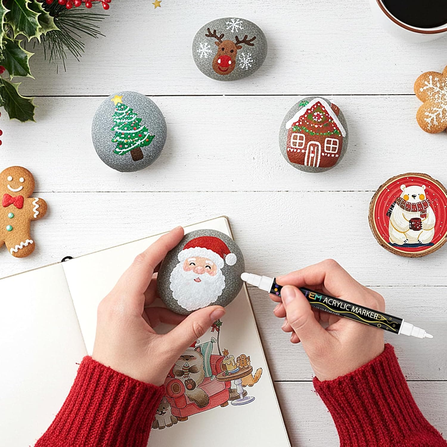 Betem 24 Couleurs Marqueurs de Peinture Acrylique à Double Pointe, Marqueurs de Peinture Acrylique Premium, Cadeaux de Noël pour Ados, Fournitures d'Art DIY, Marqueurs de Peinture de 24 Couleurs pour Peinture sur Pierre, Bois, Toile, Verre, Surfaces en Céramique - Image 5