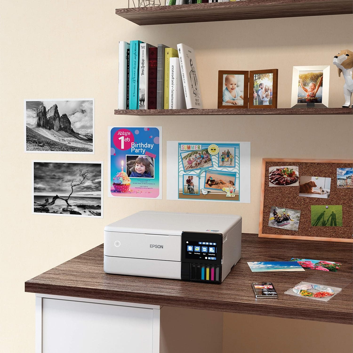 Epson EcoTank Photo ET-8500 Wireless Color All-in-One Supertank Printer with Scanner Copier, Ethernet and 4.3-inch Colorfull Touchscreen - White - Image 7