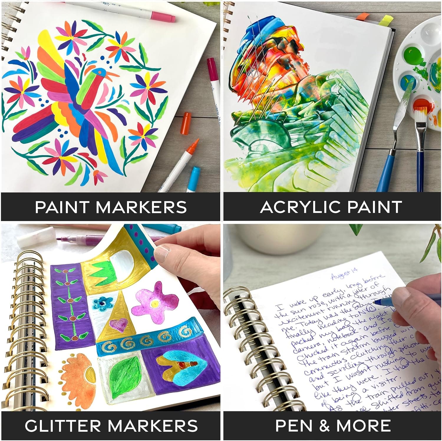 ArtSkills Stone Paper Sketchbook, Spiral Bound Stone Paper Notebook No Lines, 9x12 Waterproof Journal, Aesthetic Sketchbook Blank Pages for School, Work, Drawing, Sketching - Black, 100 Sheets - Image 8