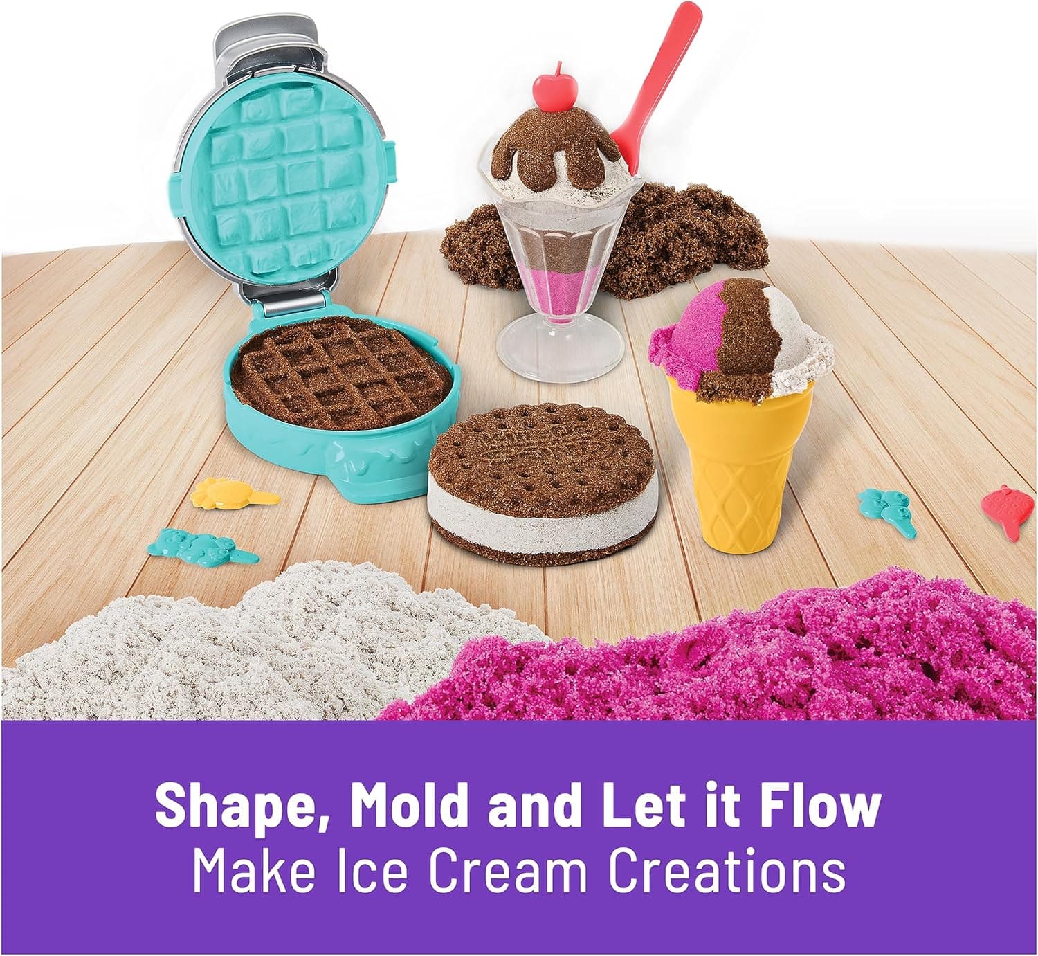 Kinetic Sand Scents, Ice Cream Treats Playset with 3 Colors Scented Play Sand & 6 Tools, Sensory Toys, Holiday Gifts & Stocking Stuffers for Kids Ages 3 and up Ice Cream Playset - Image 4