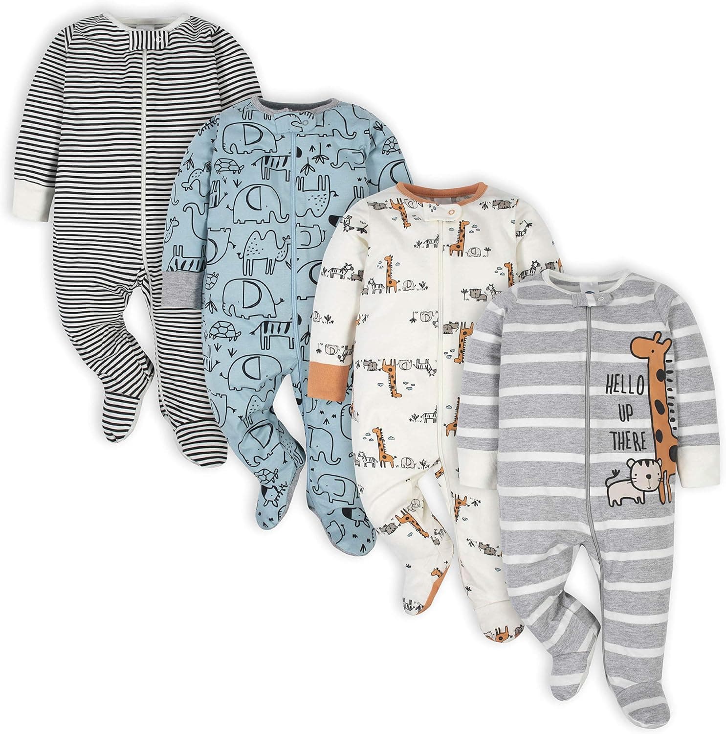 Gerber Baby Boys 4 Pack Sleep 'N Play Footie 0-3 Months Jungle - Image 2