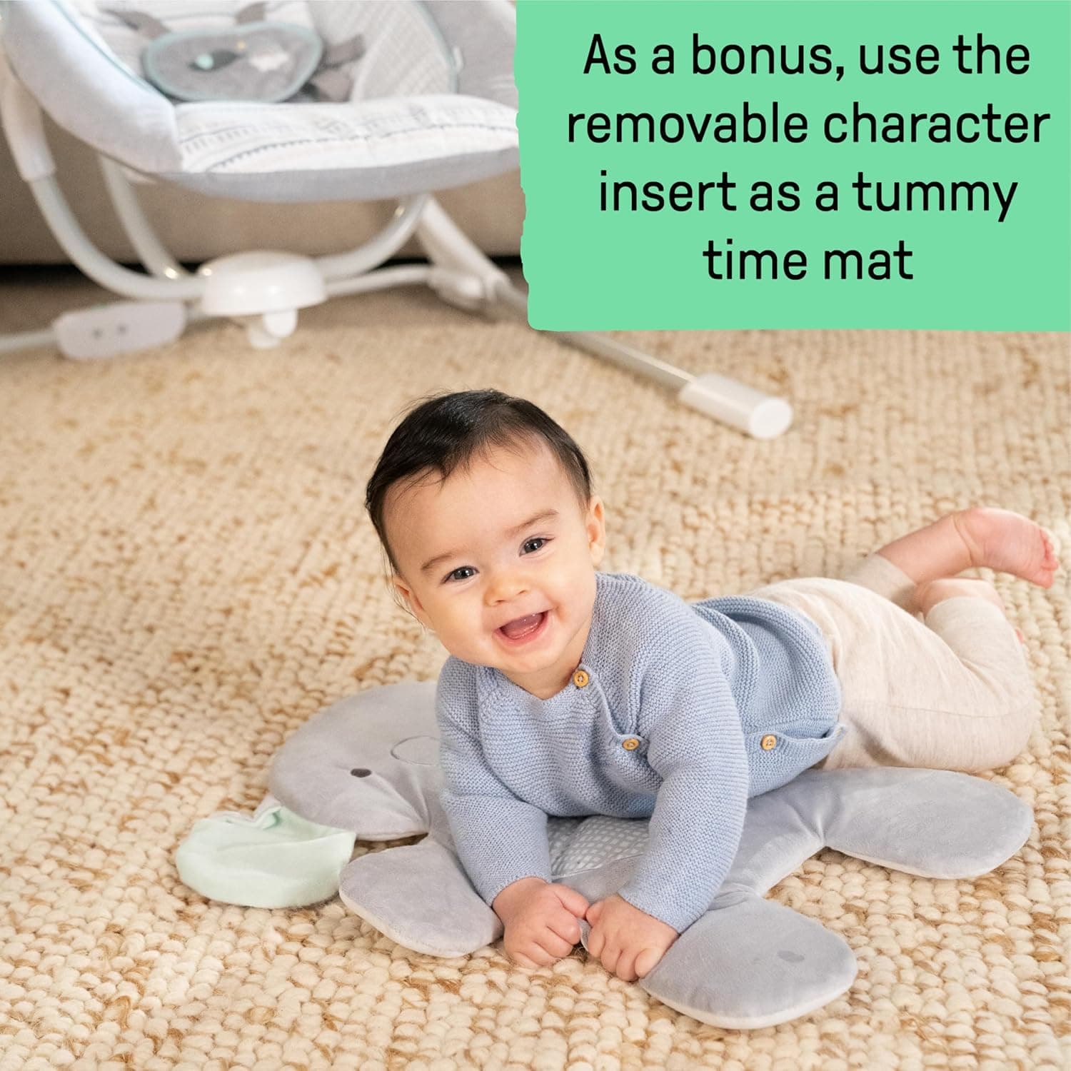 Ingenuity InLighten 5-Speed Baby Swing - Swivel Infant Seat, 5 Point Safety Harness, Nature Sounds, Lights - Van Elephant Van The Elephant - Image 8