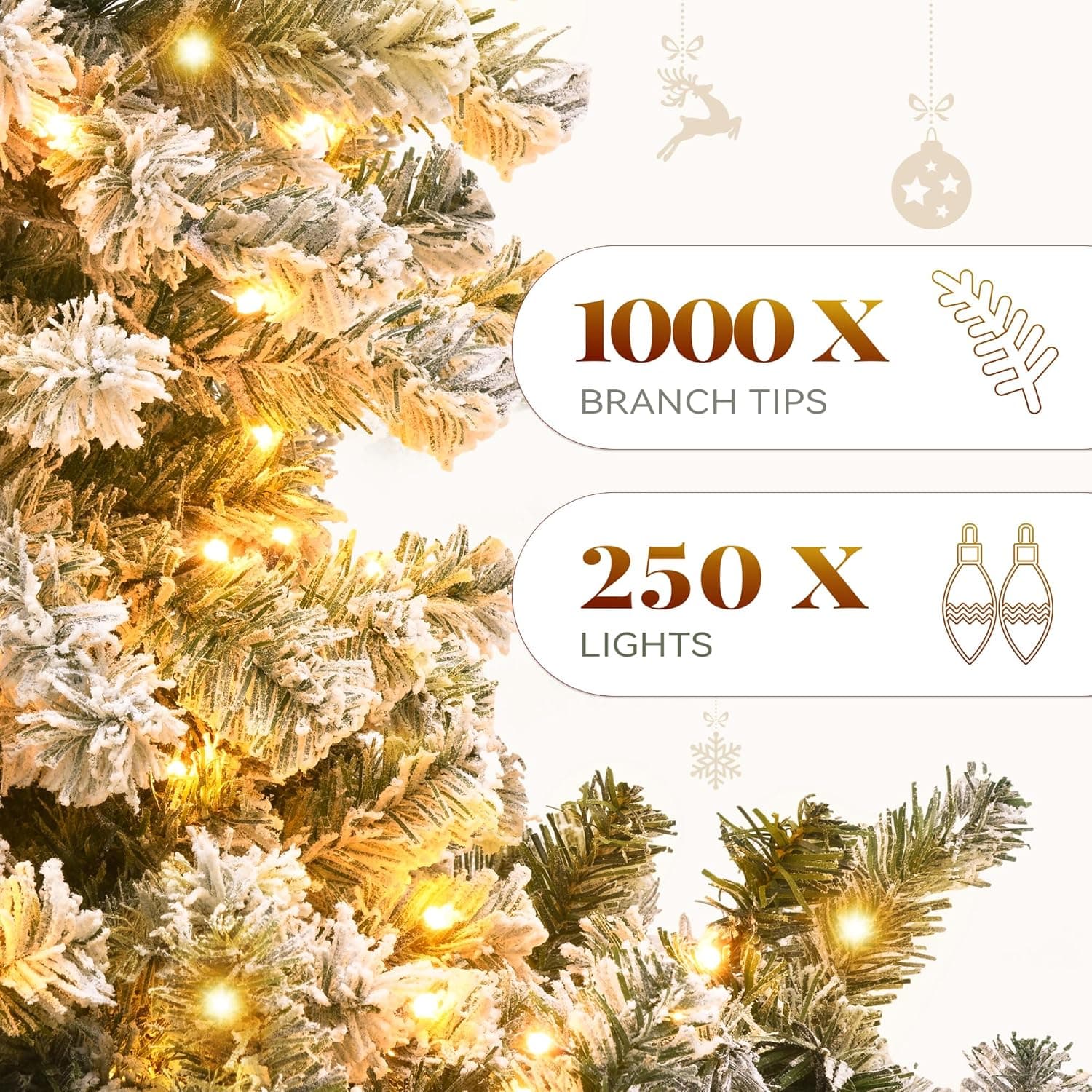 YITAHOME Prelit Snow Flocked Artificial Full Christmas Tree 6ft with Remote Control, Christmas Pine Tree with 11 Light-Modes, 1000 Branch Tips, and Foldable Base for Home, Party Decoration White 6ft - Image 6