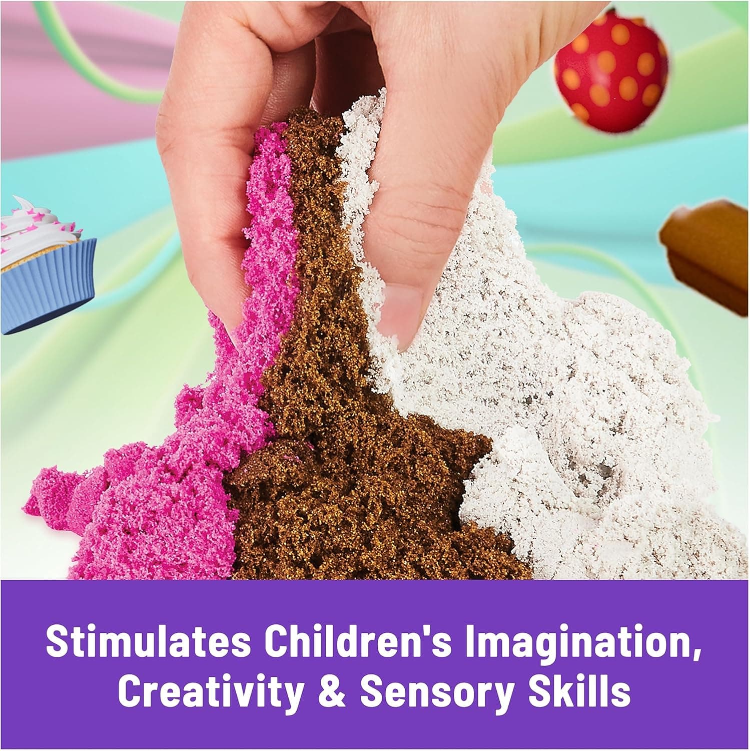 Kinetic Sand Scents, Ice Cream Treats Playset with 3 Colors Scented Play Sand & 6 Tools, Sensory Toys, Holiday Gifts & Stocking Stuffers for Kids Ages 3 and up Ice Cream Playset - Image 6