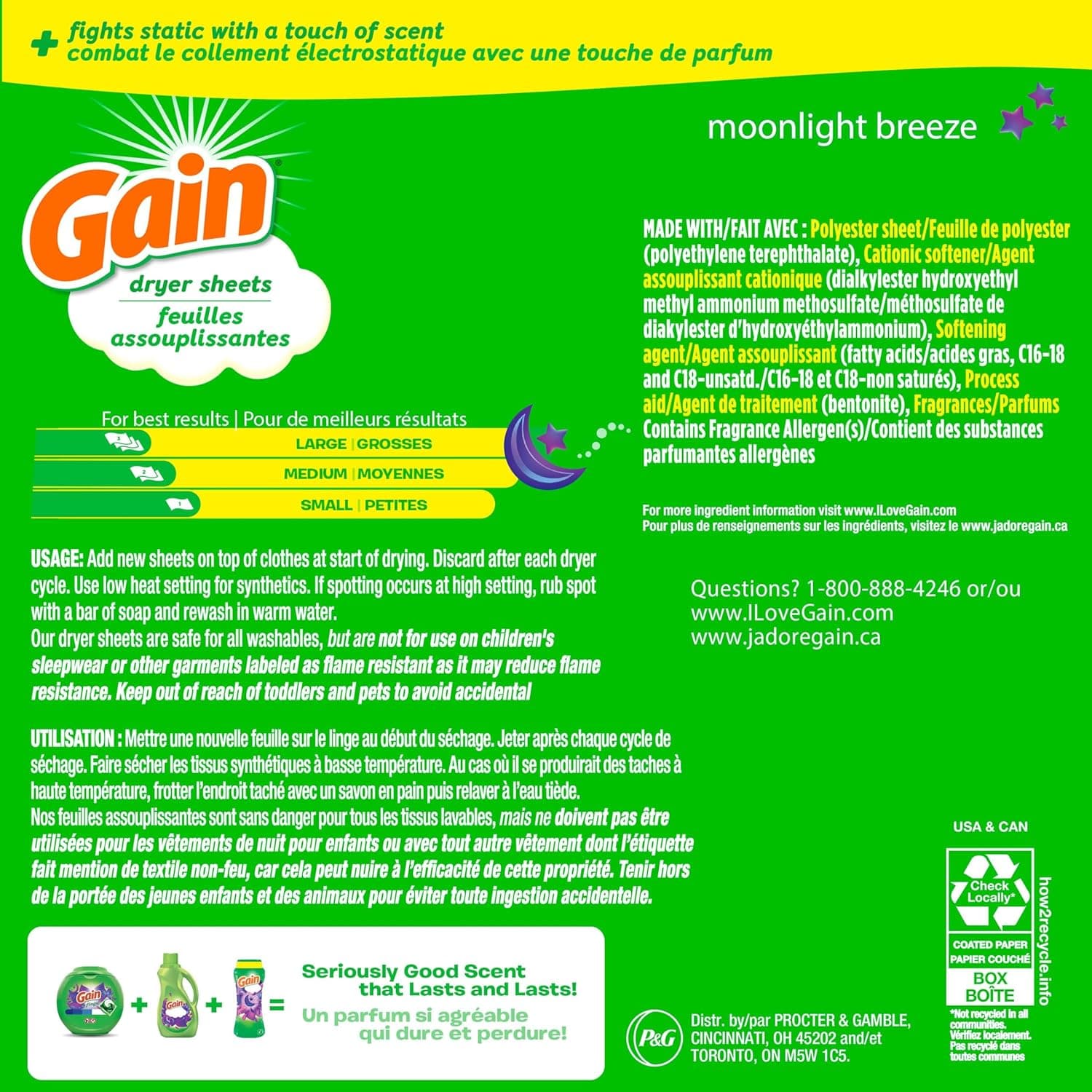 Gain dryer sheets Plus Wrinkle Release, Moonlight Breeze Scent, 120 Count, Fights static with a touch of scent, laundry sheets Moonlight Breeze 120 Count (Pack of 1) - Image 10