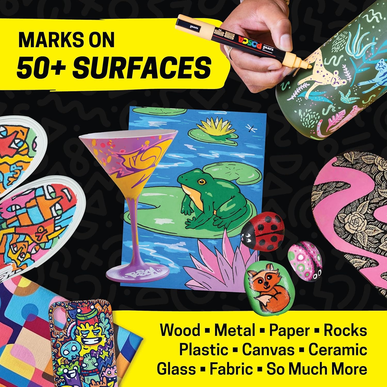 Posca Paint Art Markers, Set of 15 5M Medium Acrylic Markers with Reversible Tips, Artist Recommended Paint Pens for Gifts, Decorations, Fabric, Metal, Windows, Wood and Canvas Assorted Assorted - Image 3