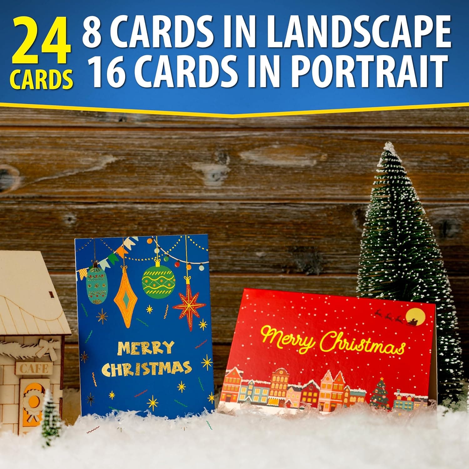 24 Pack Christmas Cards with Envelopes and Stickers, 24 Festive Designs Gold Foil Glitter Christmas Card Set, 6 x 4 In with Printed Greeting Messages Inside, for Friends, Family, and Kids - Image 2