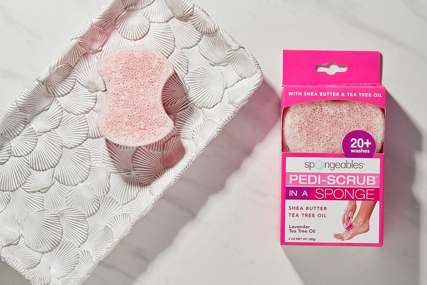 Spongables Pedi Scrub Foot Exfoliating 20+ Wash Sponge, Lavender, 1 Count - Image 5