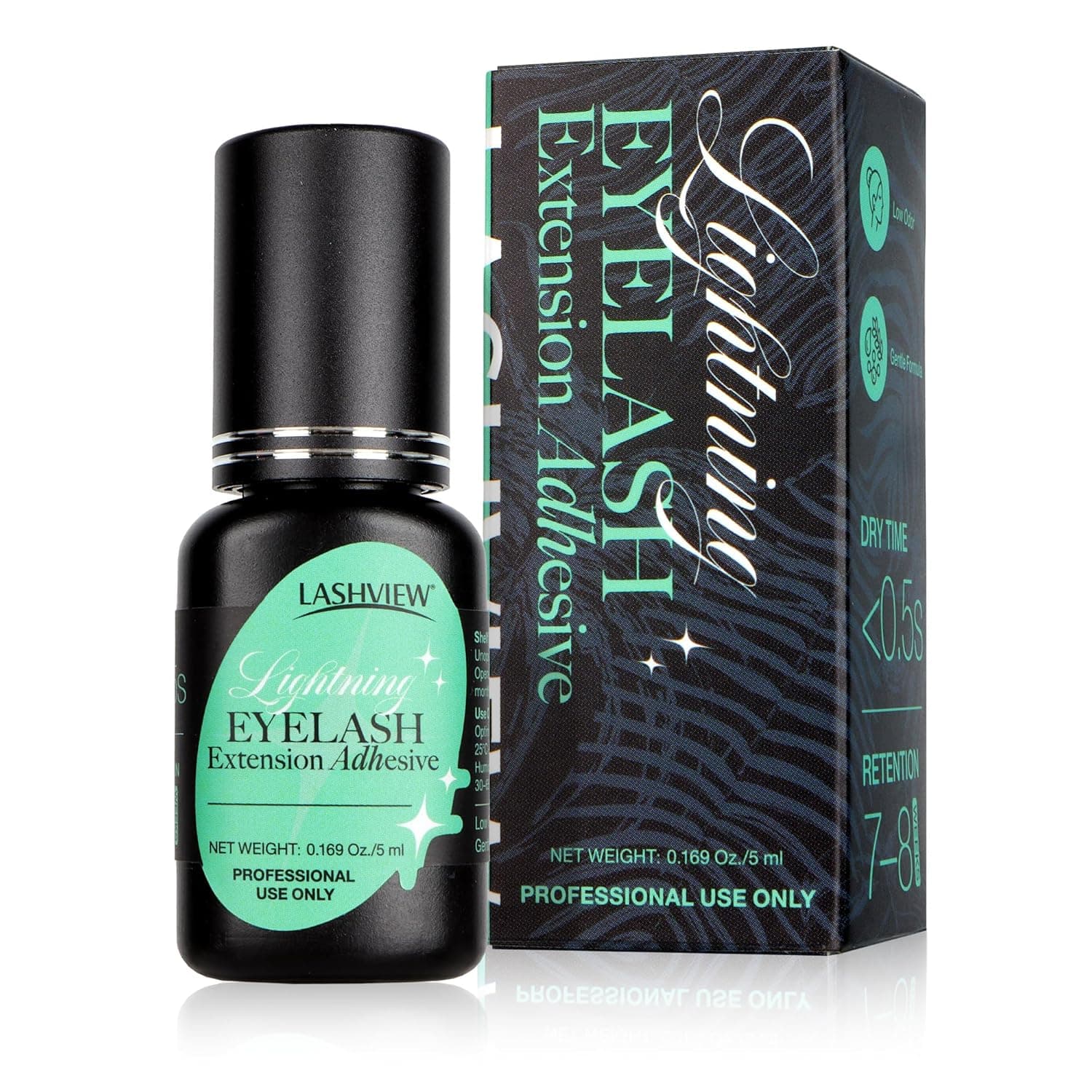 LASHVIEW Eyelash Extensions Glue, 0.3 Sec Fast Drying Retention 6-8 Weeks Black Adhesive Professional Sensitive Waterproof Glue 5ml /0.17 fl.oz FH01 FH01-5ML - Image 2