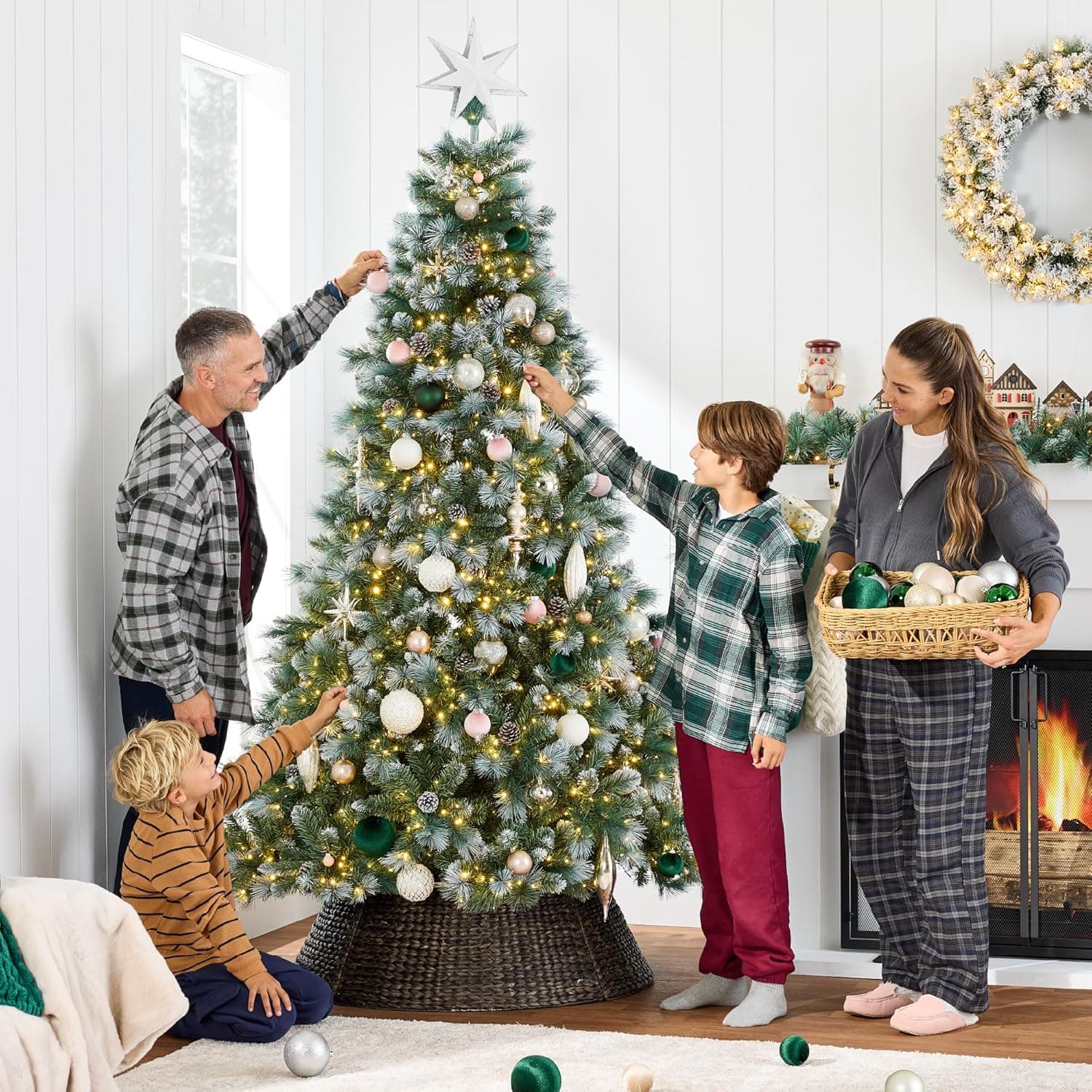 Best Choice Products 7.5ft Pre-Lit Scotch Pine Christmas Tree, Premium Frosted Pre-Decorated Artificial Holiday Decor w/ 1,320 Branch Tips, 2-in-1 White and Multicolor LED Lights, Cordless Setup 7.5ft - 450 Lights Frosted - Image 6