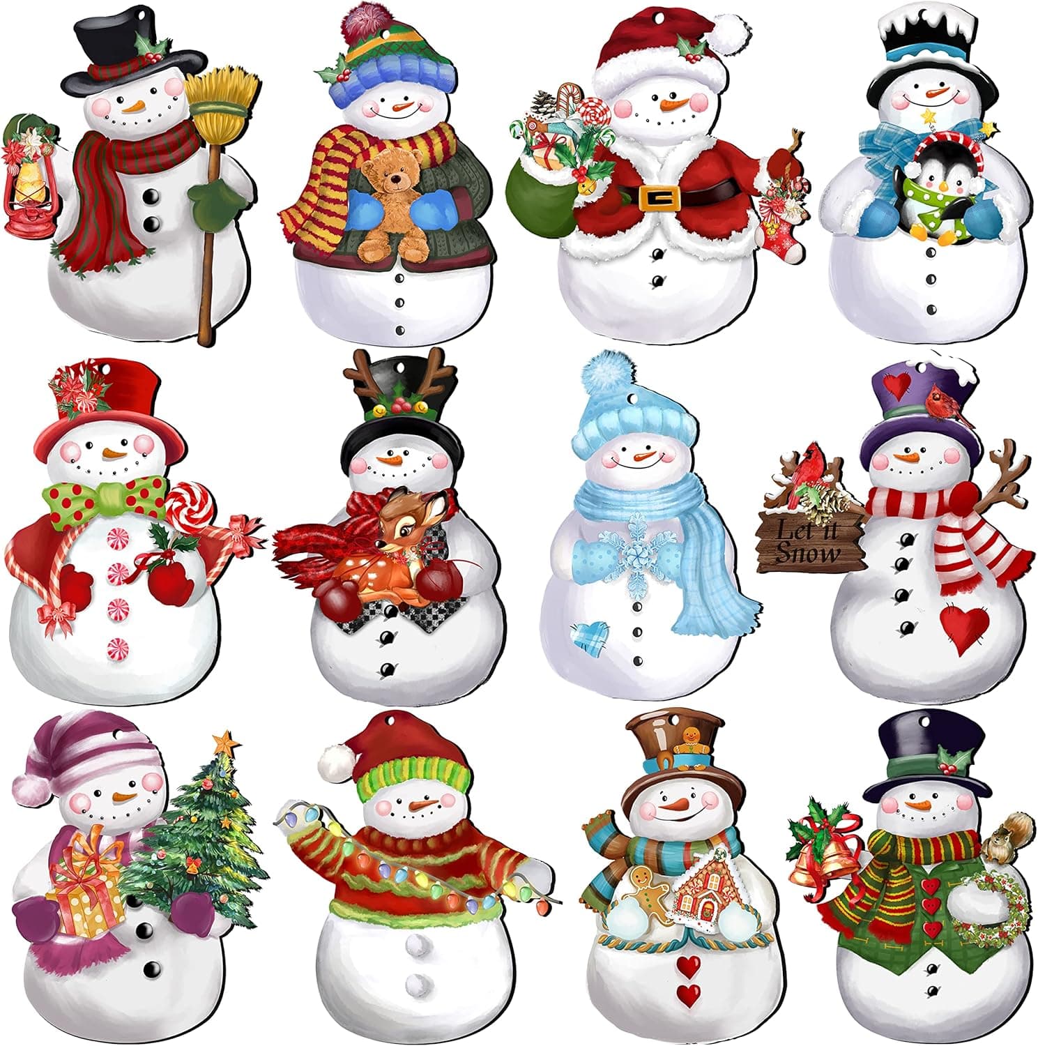 24 Pieces Christmas Snowman Wooden Ornaments Wood Hanging Decoration Set for Christmas Tree Hanging Wood Crafts Holiday Decor Xmas Party Supplies Xmas-Snowman-A - Image 2