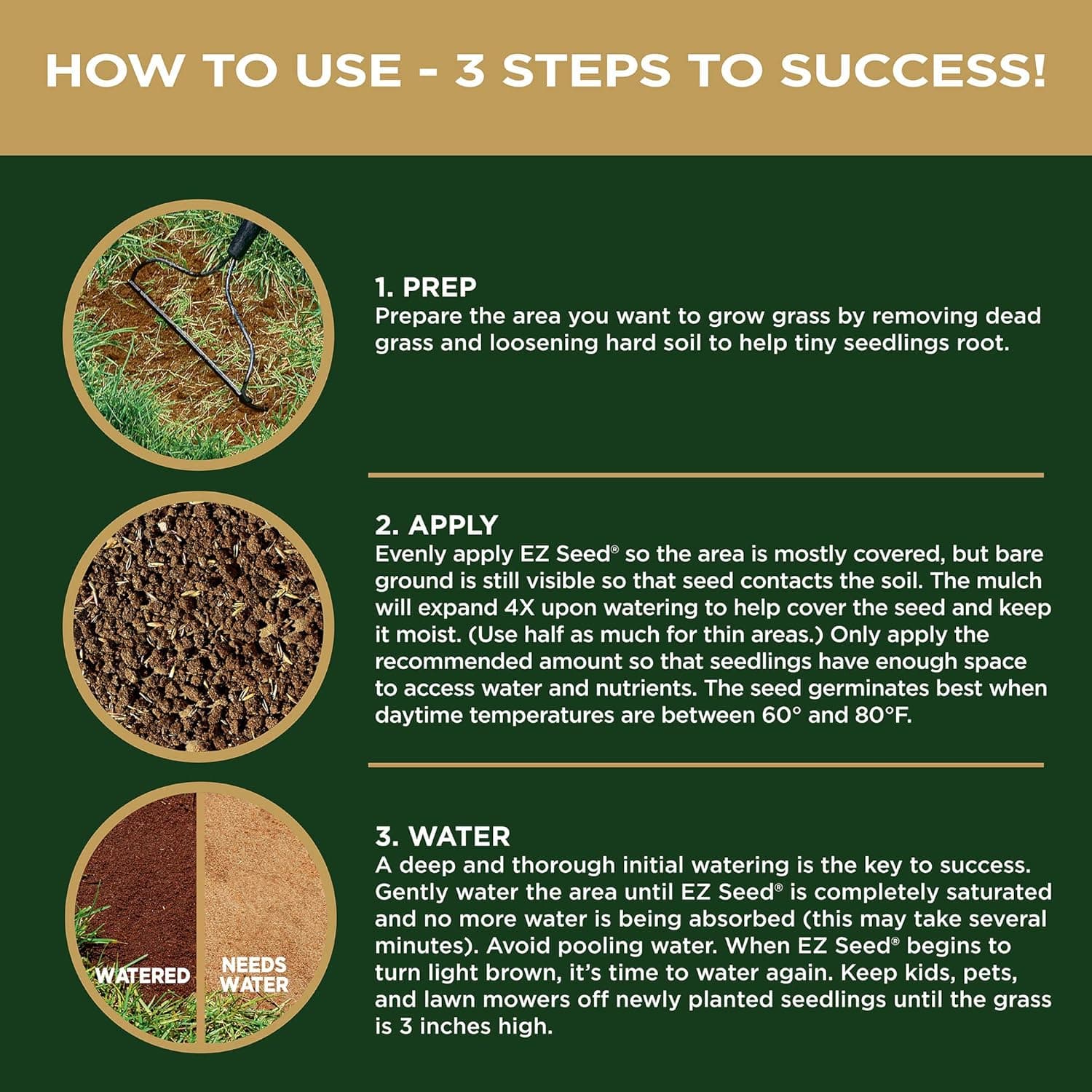 Scotts EZ Seed Patch & Repair Sun and Shade Mulch, Grass Seed, Fertilizer Combination for Bare Spots and Repair, 3.75 lb, Brown - Image 6