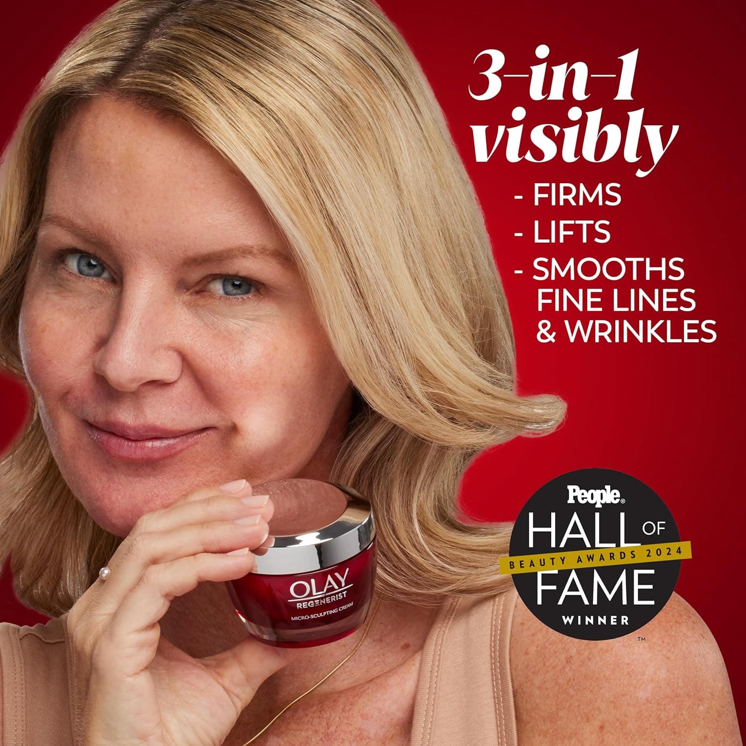 Olay Face Moisturizer, Regenerist Micro-Sculpting Cream for Women, Fragrance-Free - Hydrating, Anti-Aging, Anti-Wrinkle, Firming Skin Care - Hyaluronic Acid, Niacinamide, Amino Peptides, 1.7 Oz Fragrance-Free 1.7 Ounce (Pack of 1) - Image 3