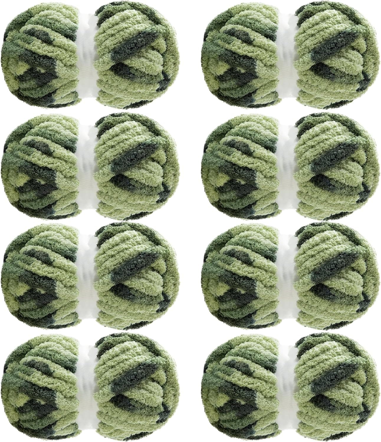MABOZOO Tie Dye Chunky Yarn for Crocheting & Knitting, 8 Pack - Soft Plush Sage Green Fluffy Jumbo Chenille Yarn,Giant Thick Fuzzy Bulky(29 yds, 8 oz Each Skein) Sage Green 8 Pack - Image 2
