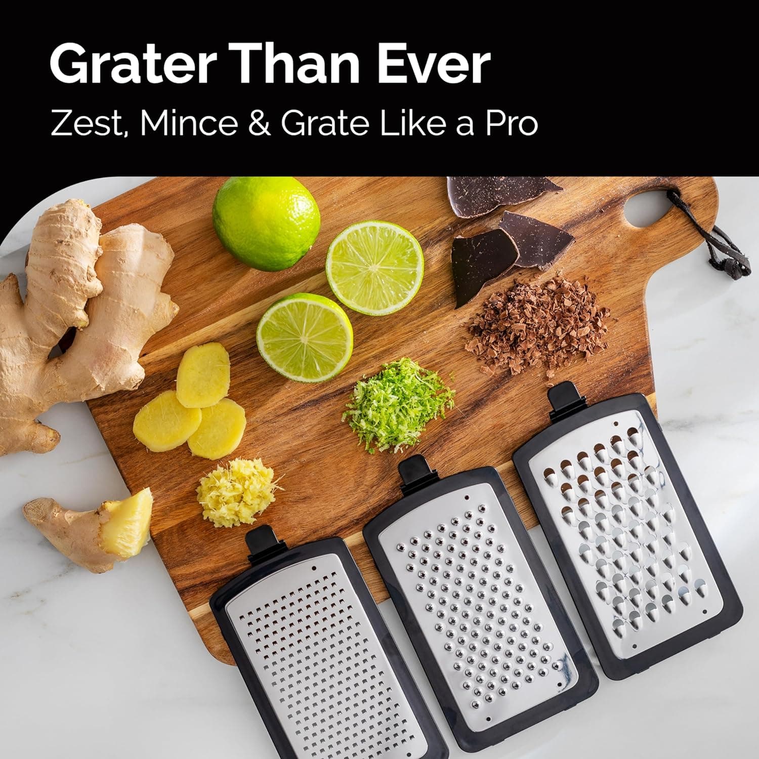 Cheese Grater with Garlic Crusher- Box Grater Vegetable Shredder with 3 Stainless Steel Blades - Graters for Kitchen- Cheese Graters with Handle - Garlic Mincer Tool and Vegetable Peeler - Image 6