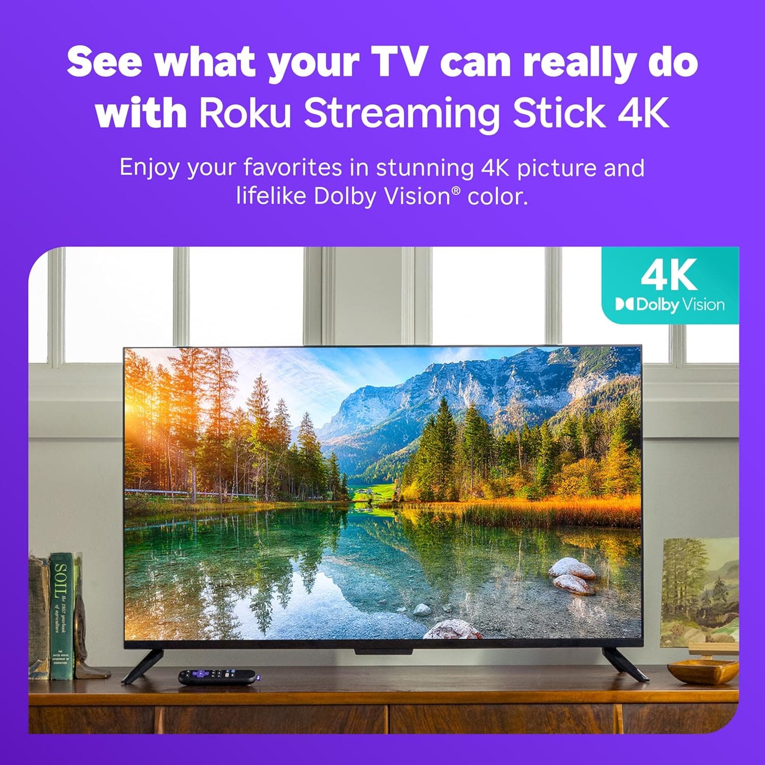 Roku Streaming Stick 4K - HDR & Dolby Vision Roku Streaming Device for TV with Voice Remote & Long-Range Wi-Fi - Free & Live TV 4K + Dolby Vision - Image 4