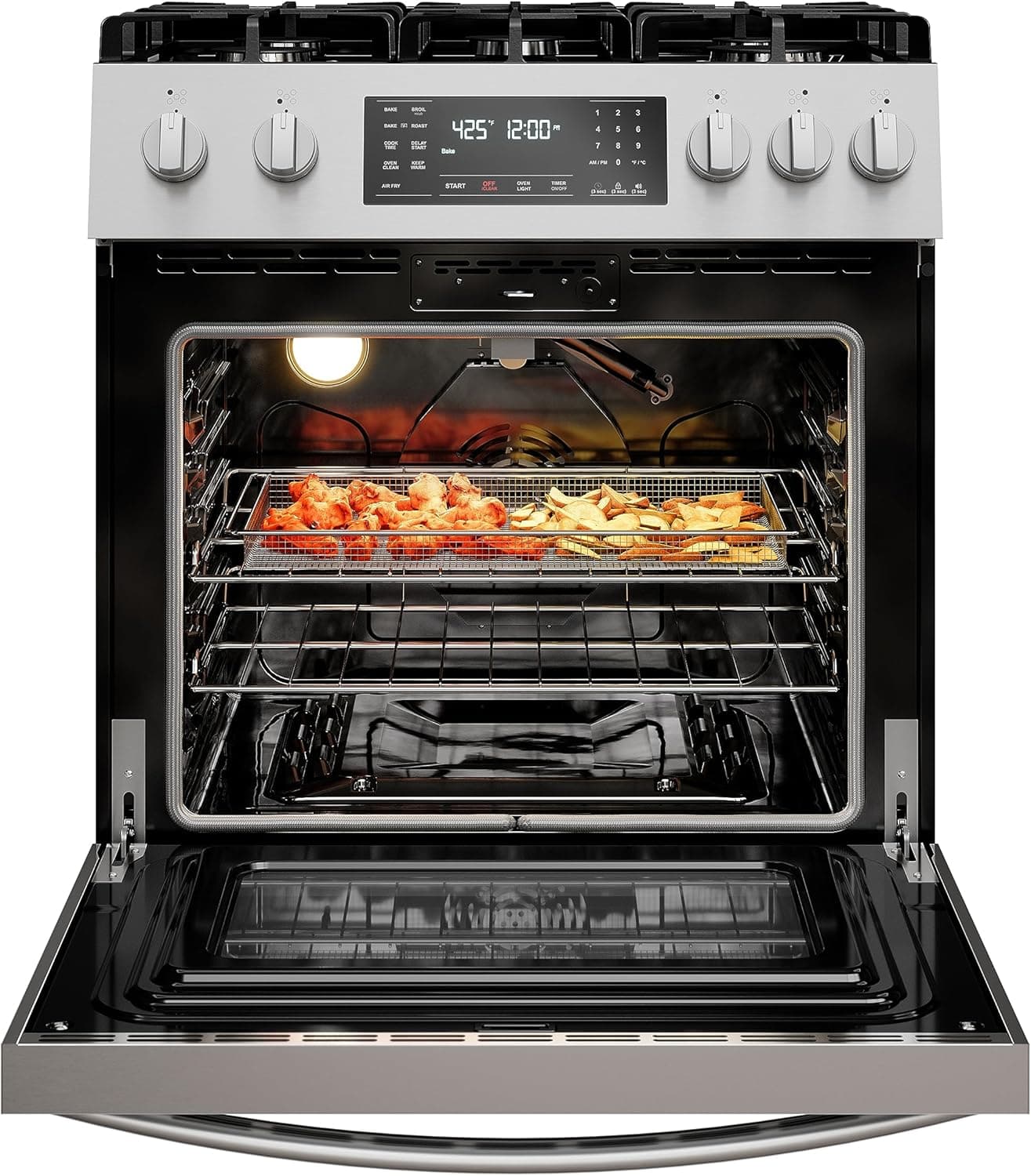 Kenmore Front Control Gas Range Oven with 5 Cooktop Burners, True Convection, Steam and Self Clean, Freestanding Stainless Steel Stove and Oven, 4.8 cu. ft. Capacity - Image 7