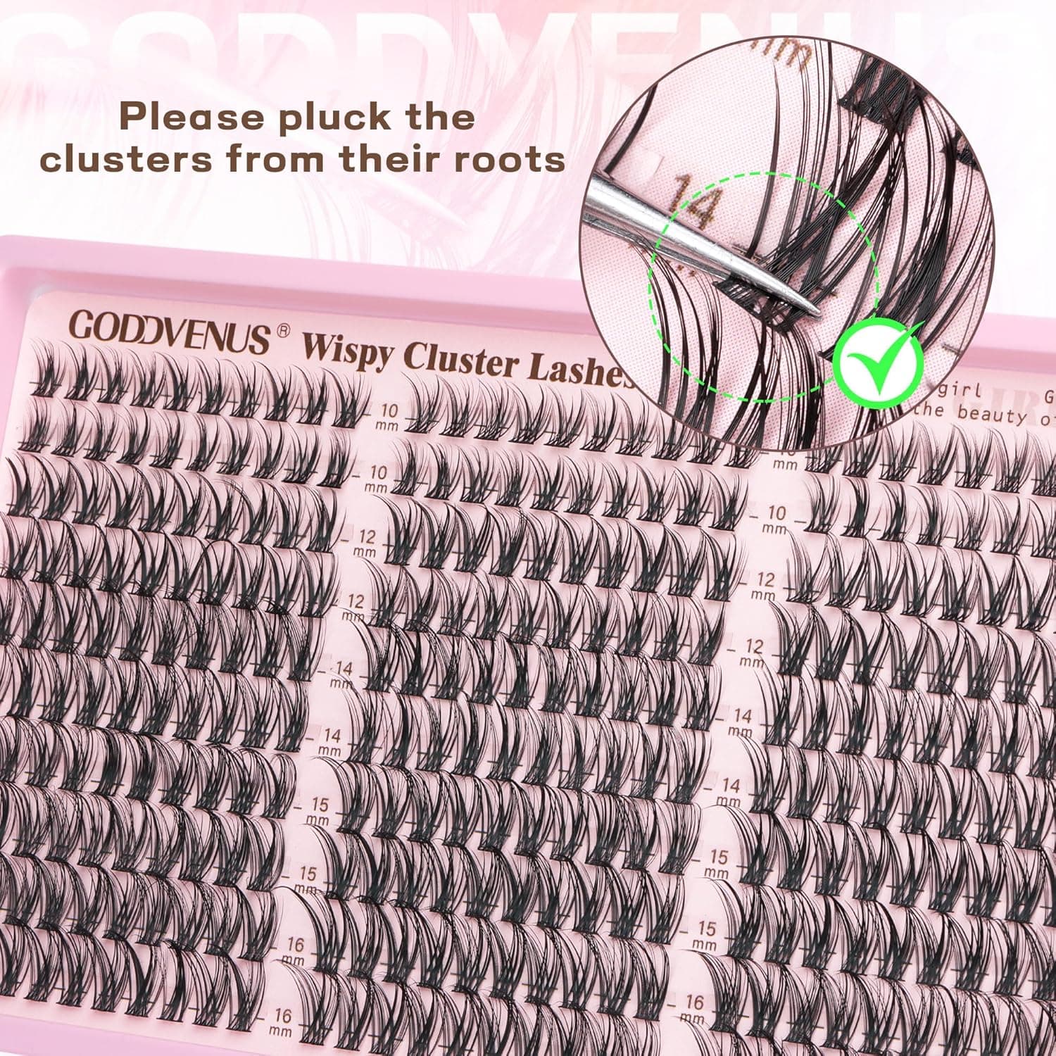 Lash Clusters Kit Wispy Eyelash Clusters Lashes Natural DIY Lash Extension Kit 10-16mm Cluster Eyelash Extensions Kit 300pcs C Curl Individual Lashes Cluster Eyelash (No Tweezers) E-CC Curl no tweezers - Image 8