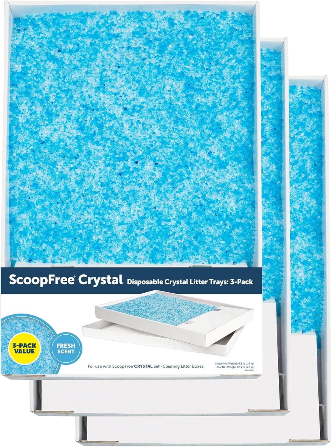 PetSafe ScoopFree Disposable Crystal Cat Litter Tray - Easy Cleaning Box - Refill Tray for Electric Litter Box - Fresh Scent - 4.3 lb Bags - 3 Pack 3-Pack Premium Blue - Image 2
