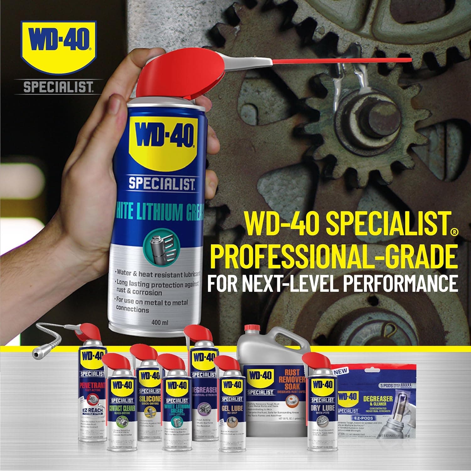 WD-40 Specialist White Lithium Grease Spray with SMART STRAW SPRAYS 2 WAYS, 10 OZ 1-Pack Grease Spray - Image 8