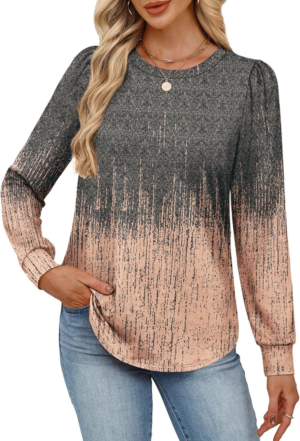 Alaroo Womens Long Sleeve Shirts 2025 Fall Tunic Tops Crewneck Blouses Print Print 08 X-Large - Image 4