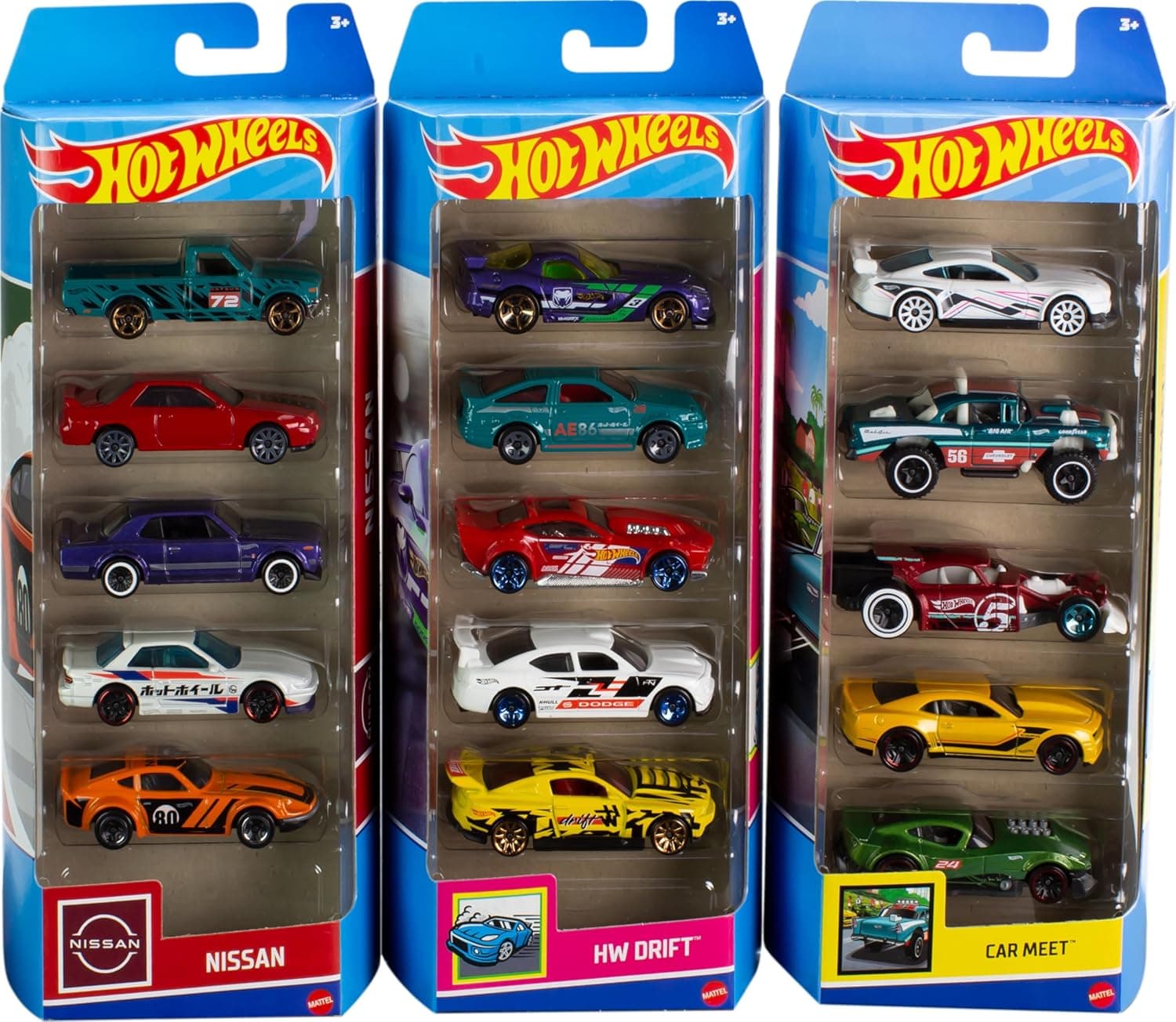 Hot Wheels Toy Cars or Trucks 5-Pack Bundle, 3-Themed Sets of 5 1:64 Scale Die-Cast Vehicles for Kids & Collectors, 15 Total (Styles May Vary) - Image 2