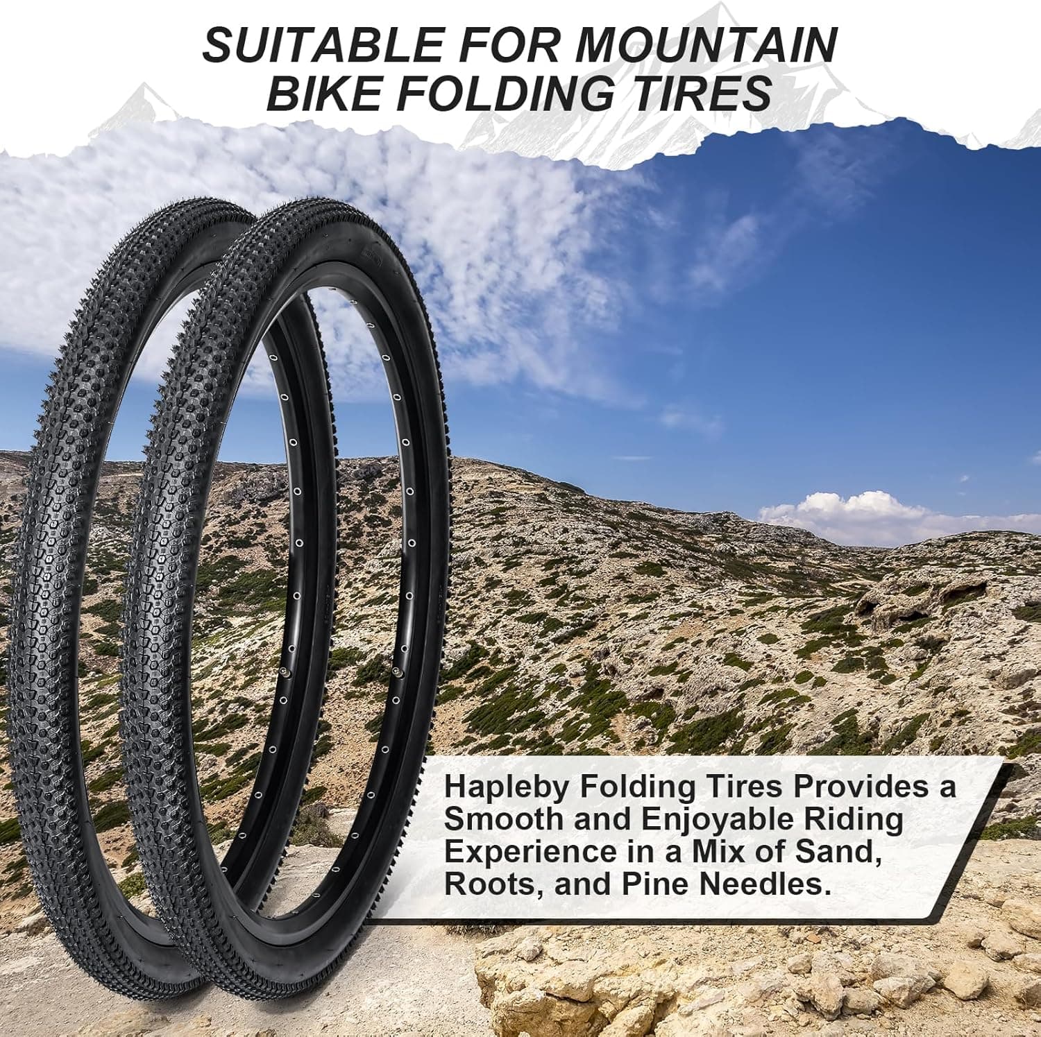 Hapleby 2PCS Premium Folding Bike Tires 26x1.95 Inch (50-559mm), Replacement Mountain Bike Tires 60 TPI Puncture-Resistant, Came with 2PCS Tire levers - Image 6