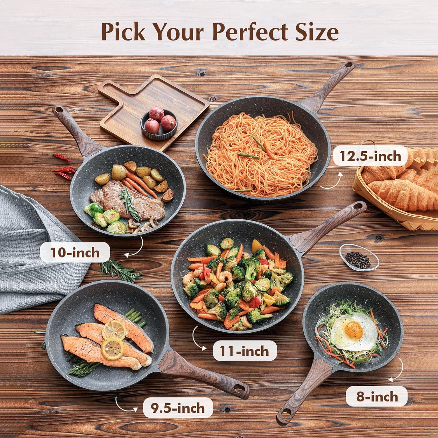 SENSARTE Nonstick Frying Pan Skillet, Swiss Granite Coating Omelette Pan, Healthy Stone Cookware Chef's Pan, PFOA Free (8/9.5/10/11/12.5 Inch) (9.5 Inch) - Image 7