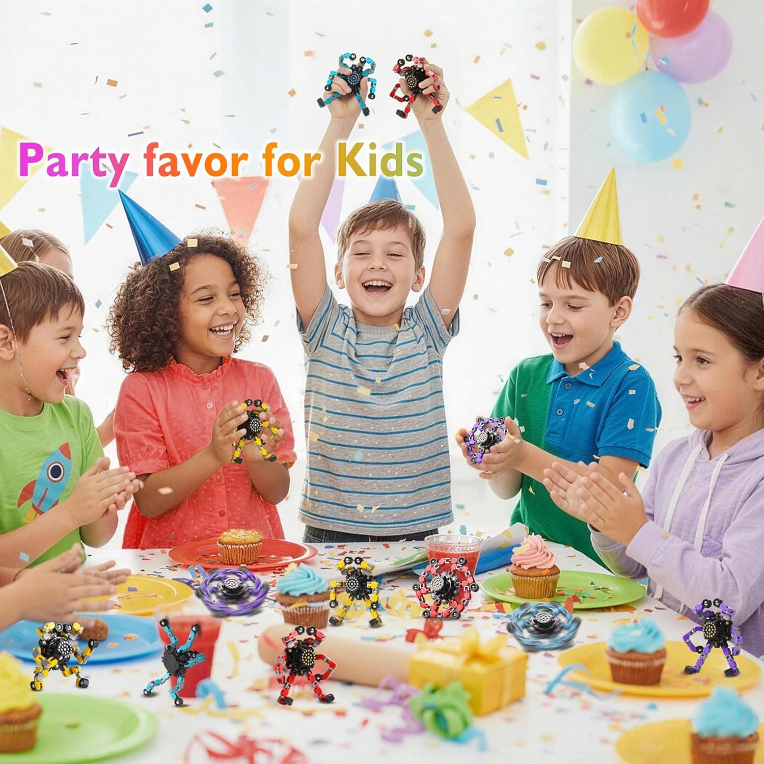 Regalos de San Valentín Juguetes Transformables Spinners Antiestrés 4 Pcs para Niños y Adultos Juguetes Sensoriales para Niños y Niñas de 8 a 13 Años Giroscopios de Dedos Rellenos para Cestas de Pascua para Adolescentes juguetes antiestrés 4pc - Image 6